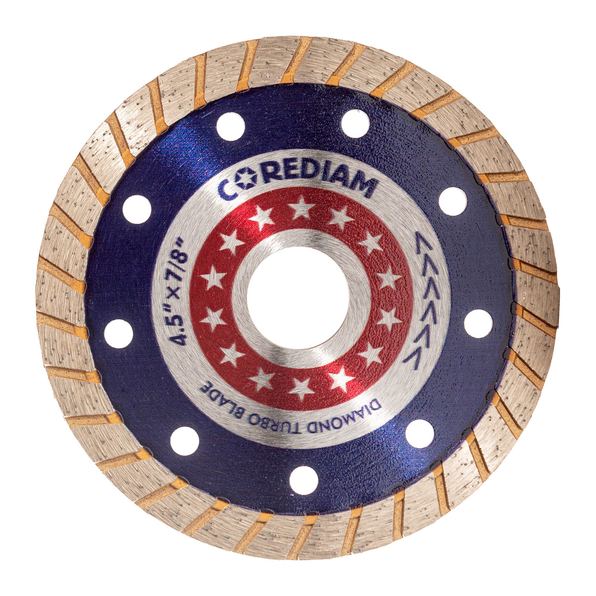 4.5 Inch Diamond Turbo Saw Blade for Angle Grinder - Wet/Dry Cut Concrete, Masonry, Brick, Granite & Marble - 7/8