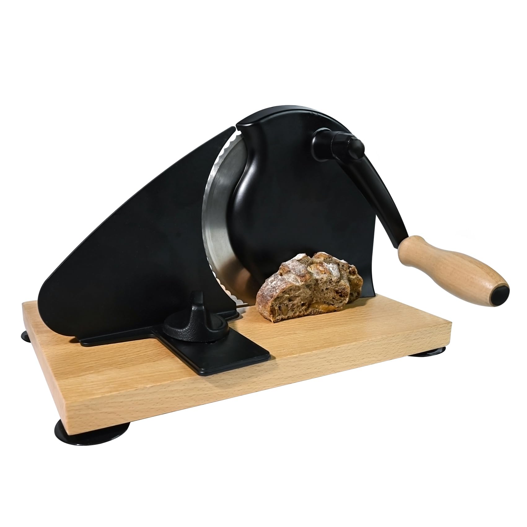 Classic Manual Bread Slicer - Adjustable Hand Crank Bread Cutter for Homemade Loaves (0.8 Inch Thickness, Black) | Perfect for Home Baking, Sandwiches & Breakfast Prep