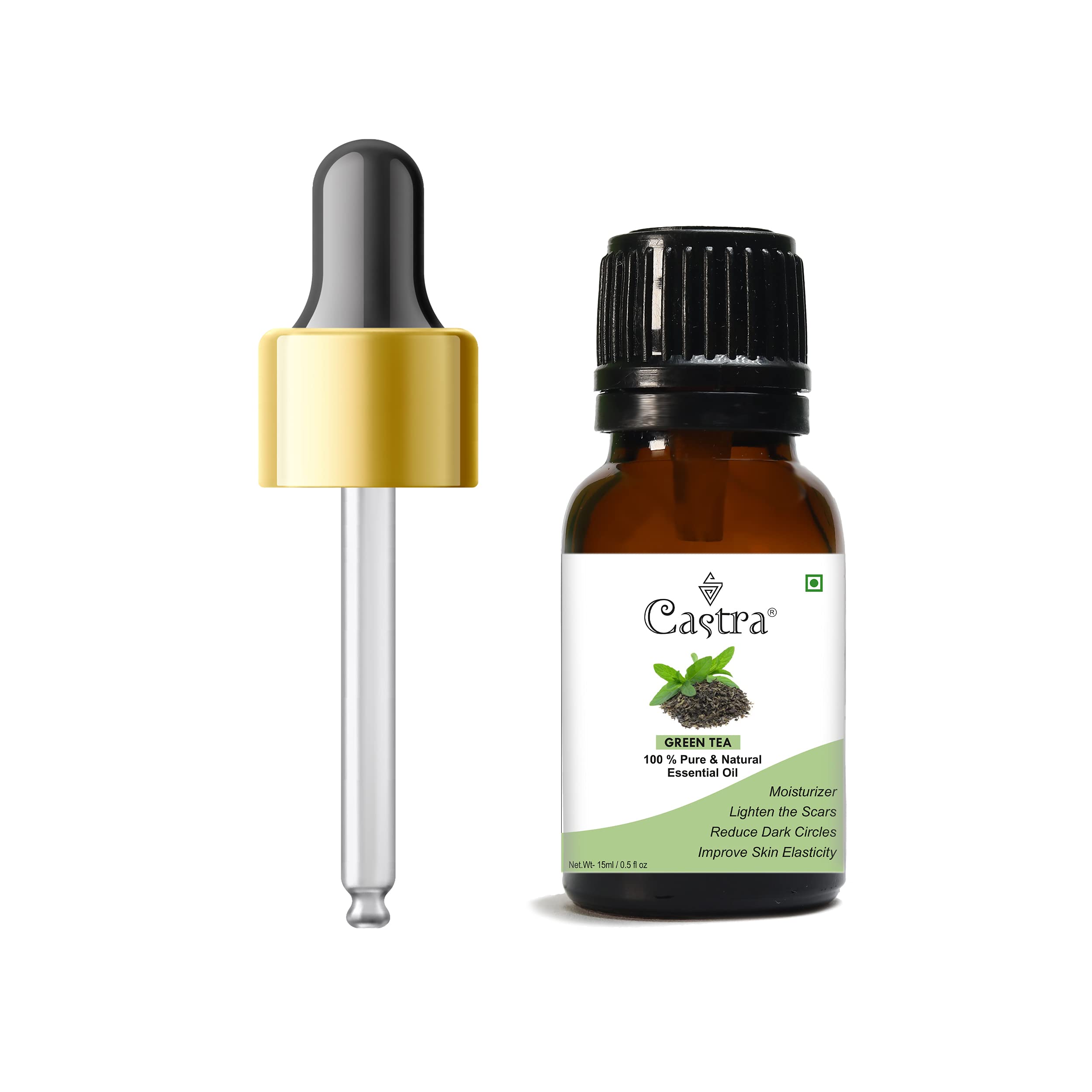 100% Pure & Natural Castra Green Tea Essential Oil for Clear Face & Skin Rejuvenation - 15ml - Perfect for Aromatherapy, DIY Skincare & Relaxation