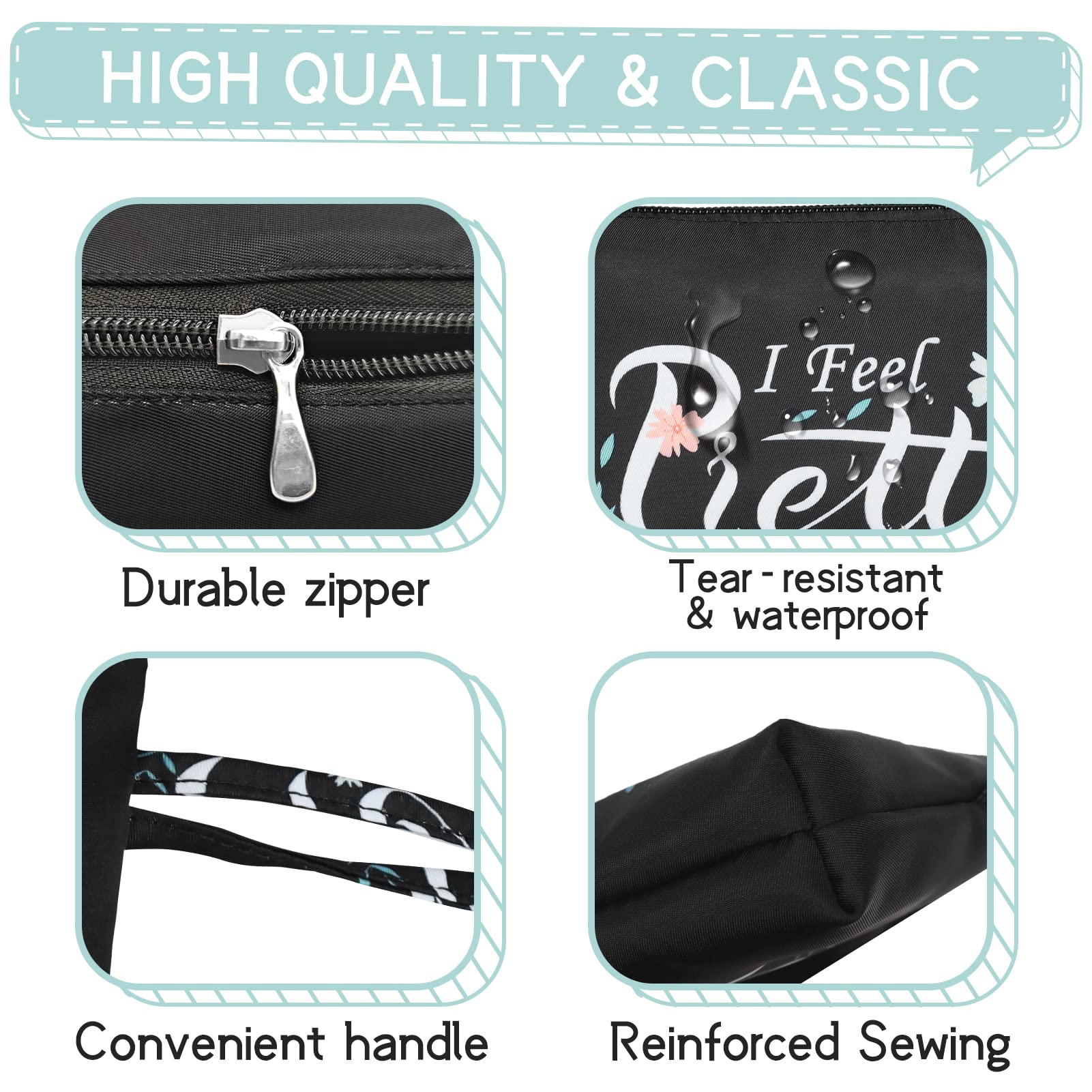 Gloppie Small Makeup Bag for Women - Compact Cosmetic Organizer for Purse Essentials - Travel & Everyday Beauty Accessories - Black