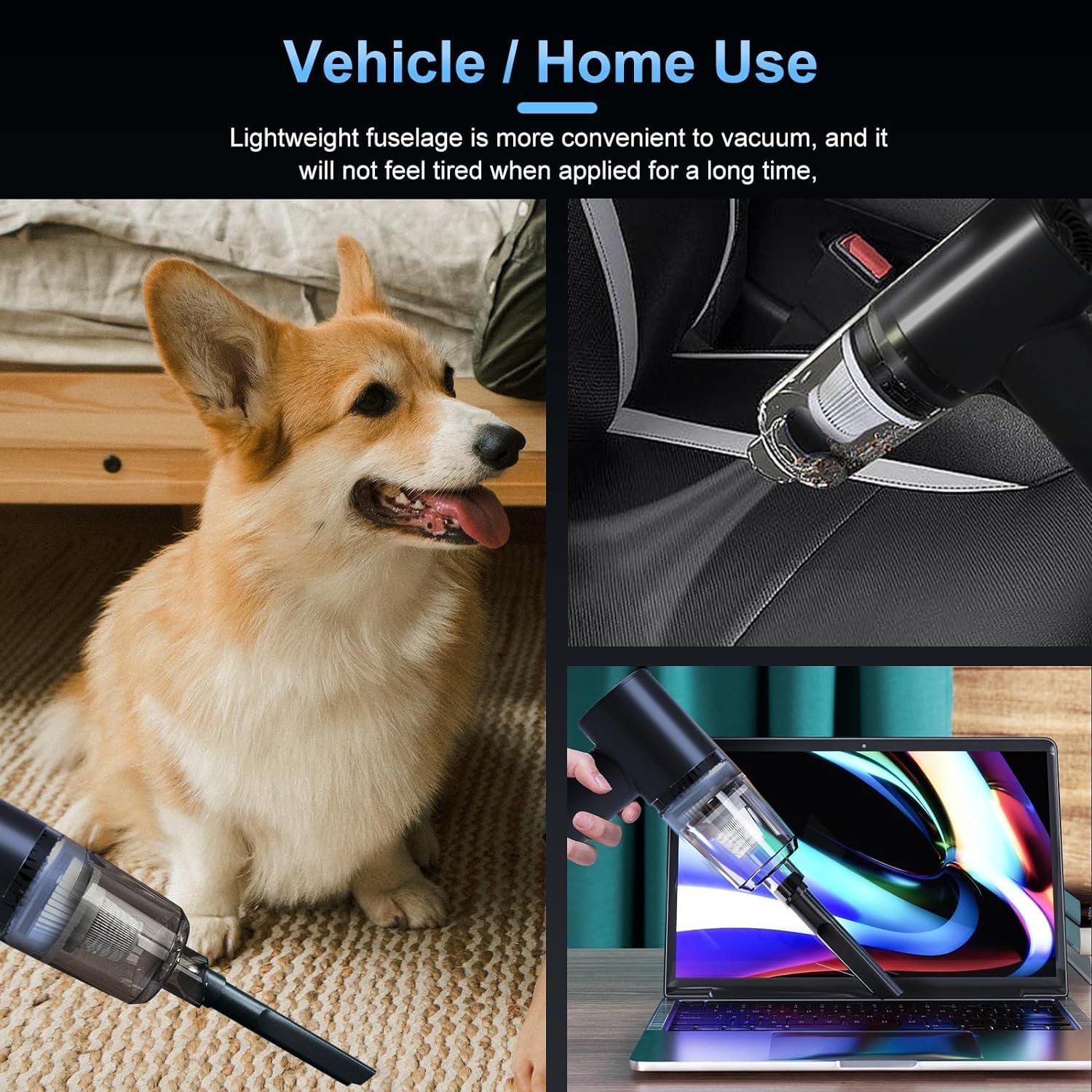 Portable Cordless Car Vacuum Cleaner - Rechargeable Handheld Vacuum for Cars & Home