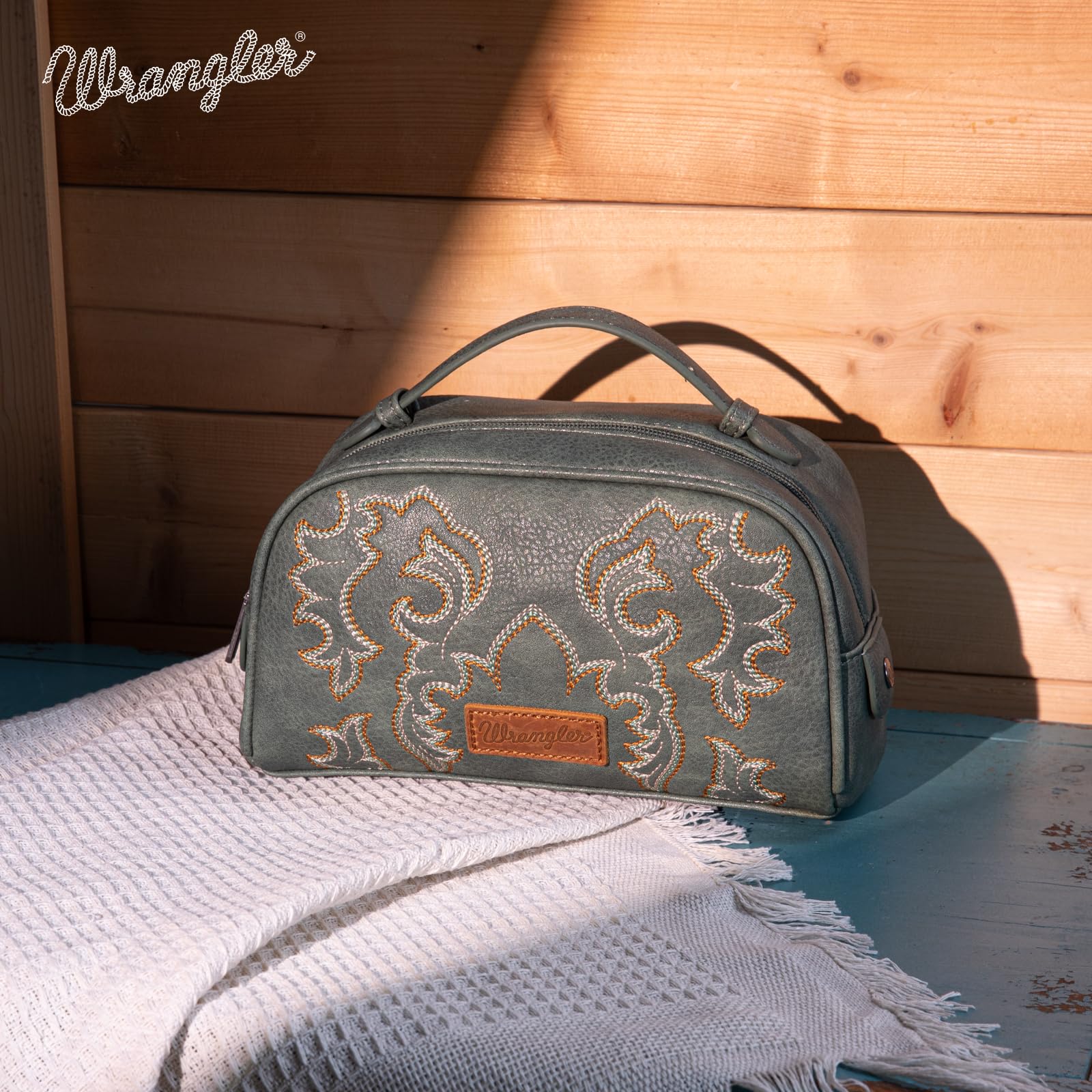 Wrangler Women's Makeup Pouch - Mini Western Toiletry Bag, Cosmetic Organizer with Paisley Design for Travel, Gym & Daily Essentials | Perfect for Cosmetics, Jewelry & Small Accessories