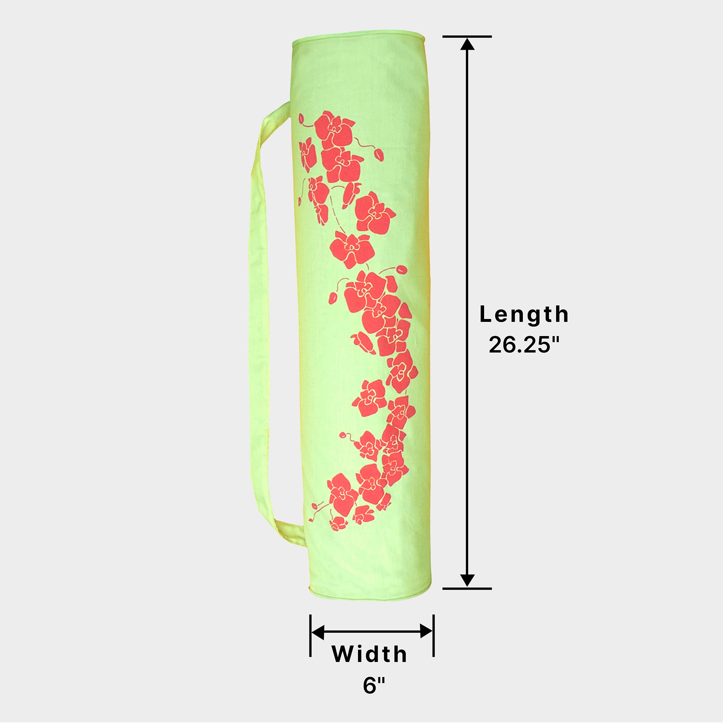Wai Lana Yoga Orchid Tote Bag - Durable Canvas Gym Bag with Yoga Mat Storage, Apple Green & Coral Red - Perfect for Yoga Class, Gym Workouts & Everyday Use