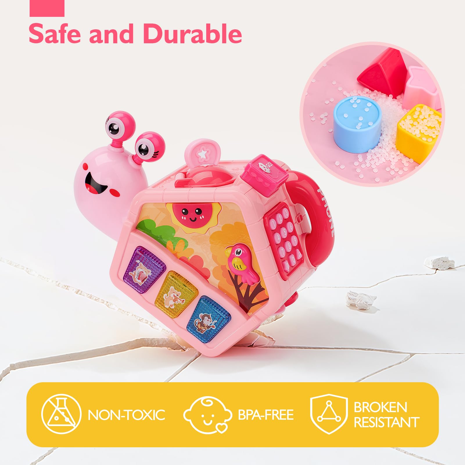 Hahaland Musical Crawling Snail Toy - Educational Baby Toys for 6-18 Months, Interactive Toddler Learning Toy with Lights & Sounds - Perfect 1st Birthday Gift for Girls & Boys - Great for Crawling Practice, Sensory Development & Early Learning Playtime