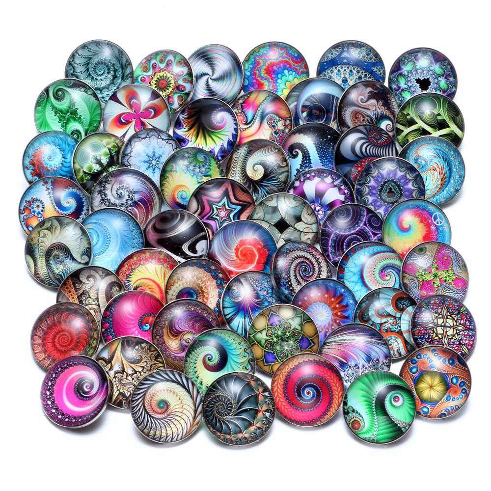 50 PCS 18mm Snap Jewelry Charms - Interchangeable DIY Snap Charms for Bracelets & Necklaces - Glass Snap Button Charms for Jewelry Making - Perfect for DIY Crafts, Gifts, and Fashion Accessories