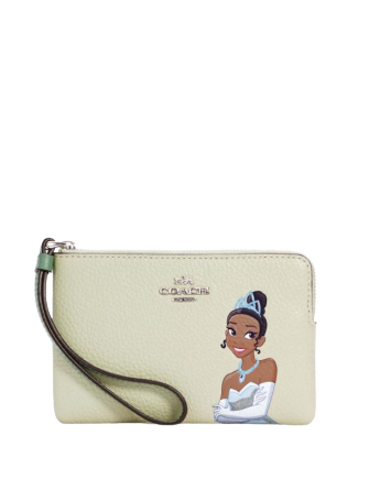 Coach Disney x Coach Corner Zip Wristlet with Tiana - Stylish Crossbody Bag for Women, Perfect for Parties, Travel & Everyday Use