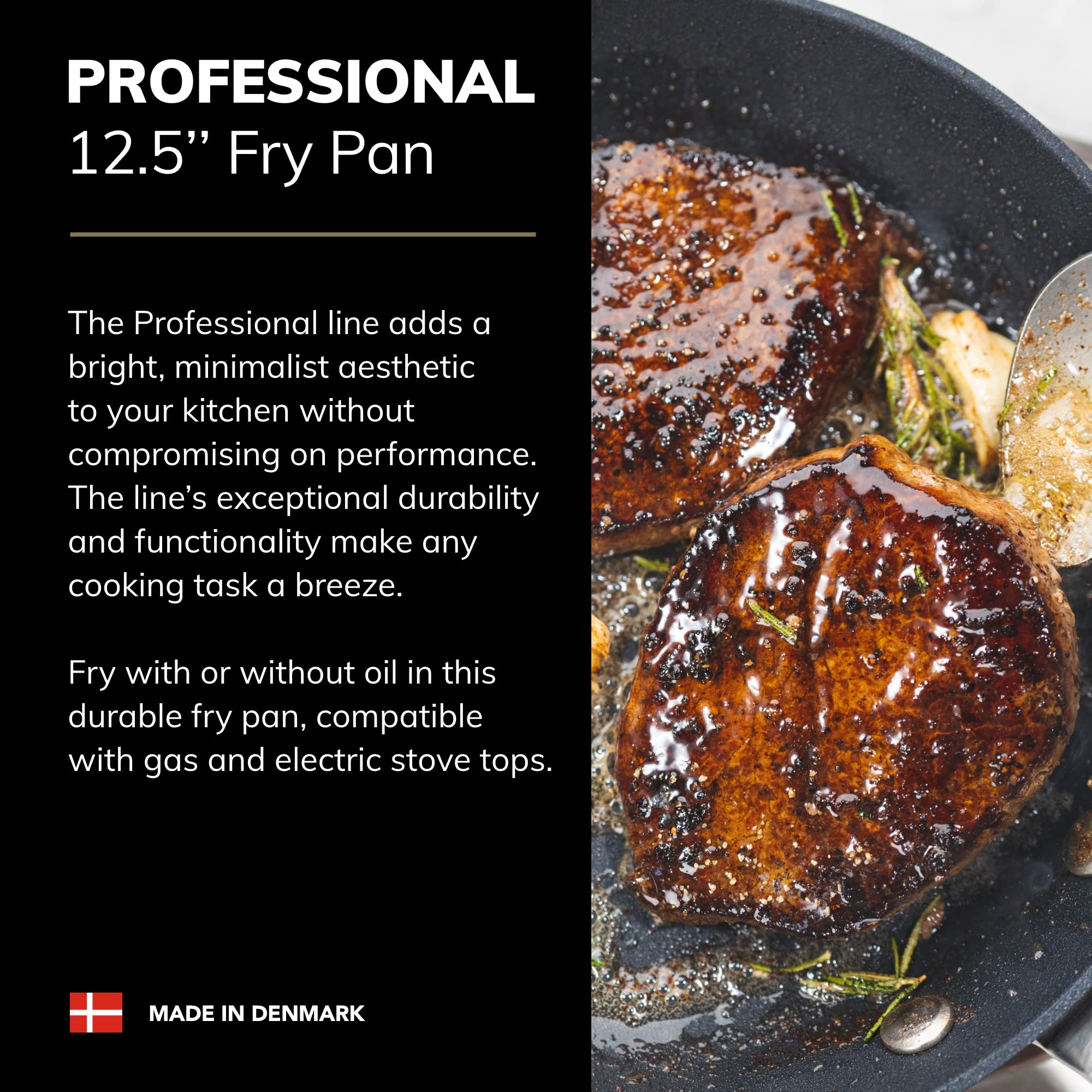 SCANPAN Professional 12.5” Nonstick Fry Pan - Dishwasher, Oven & Metal Utensil Safe Cookware - Made in Denmark - Perfect for Sautéing, Frying & Everyday Cooking