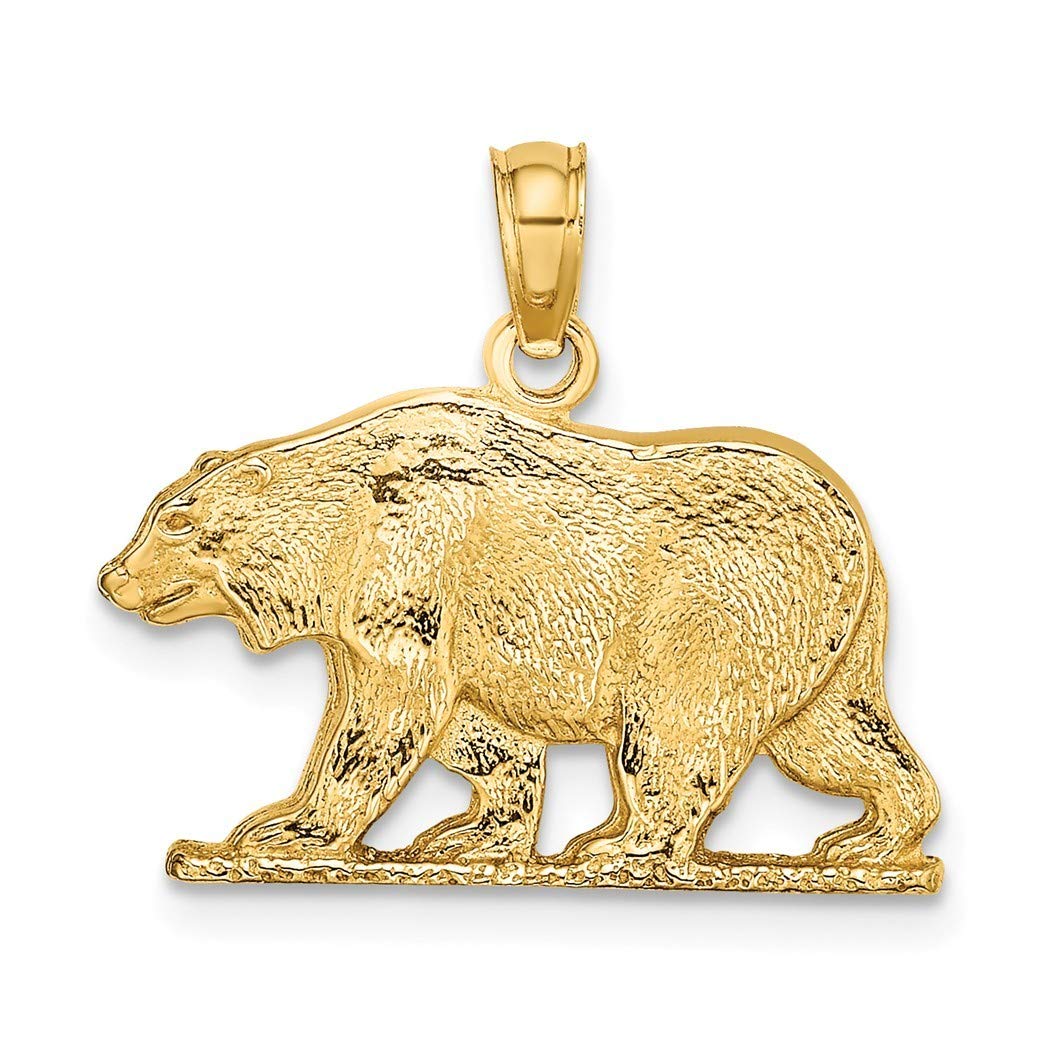 14K Gold Bear Charm Pendant Necklace for Women - Elegant Textured Jewelry Gift for Birthday, Anniversary & Everyday Wear