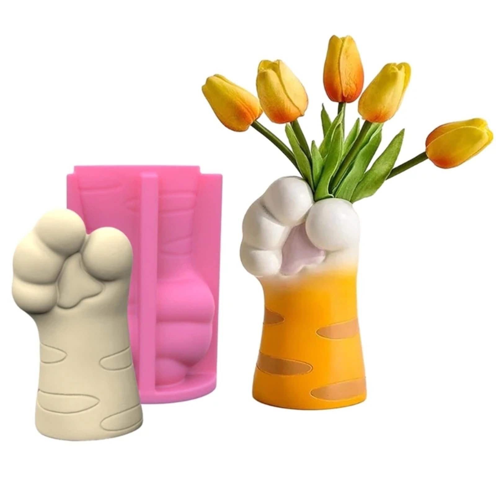 Cute Cat Claw Vase Silicone Mold - DIY Cement Flower Pot Mold for Succulents, Plaster Crafts & Pen Holders - Perfect for Home Decor, Garden Planters & Creative Clay Projects