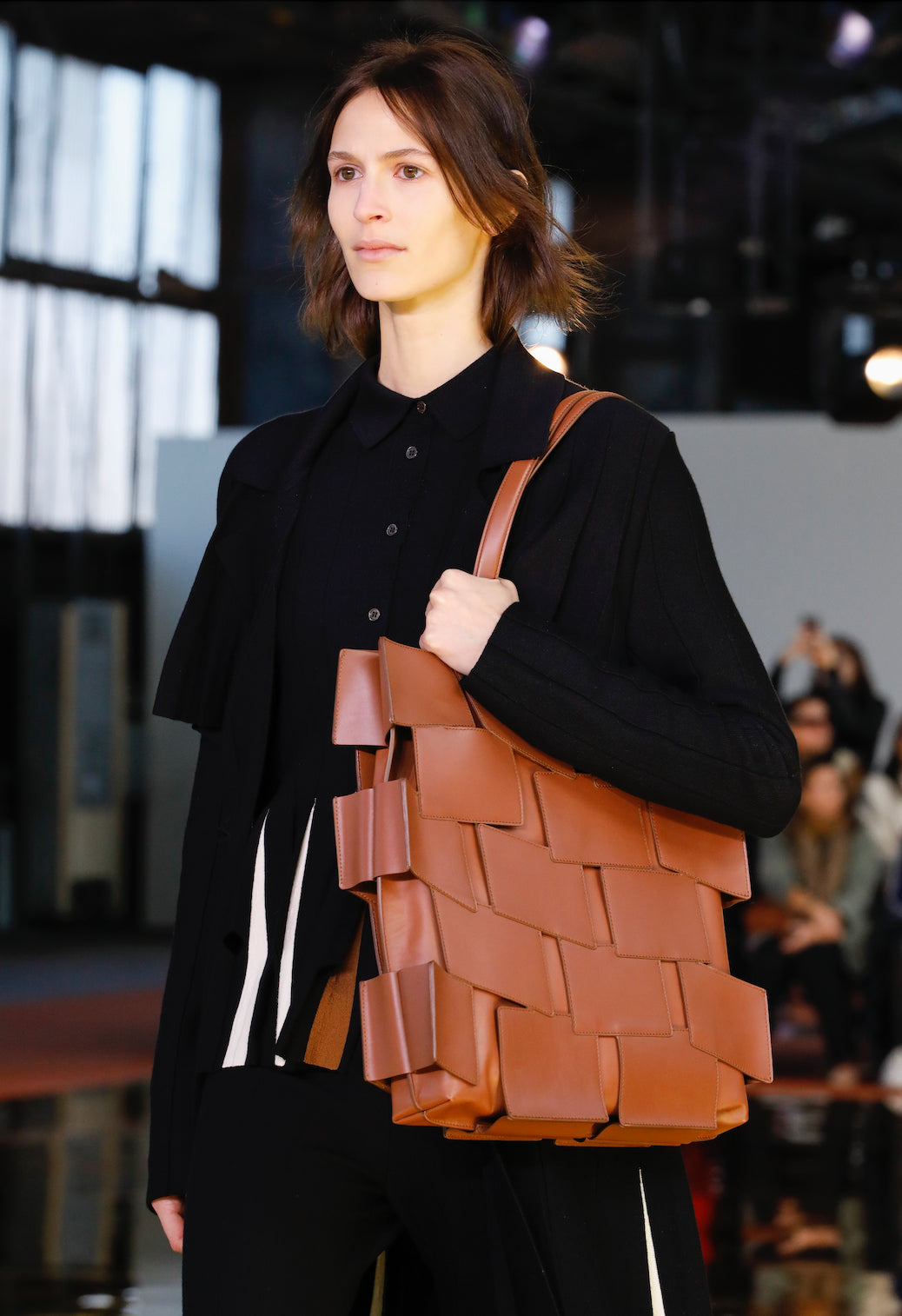 Vintage Patchwork Leather Tote Bag in Cognac Brown - Stylish Handbag for Women, Perfect for Work, Travel & Everyday Use