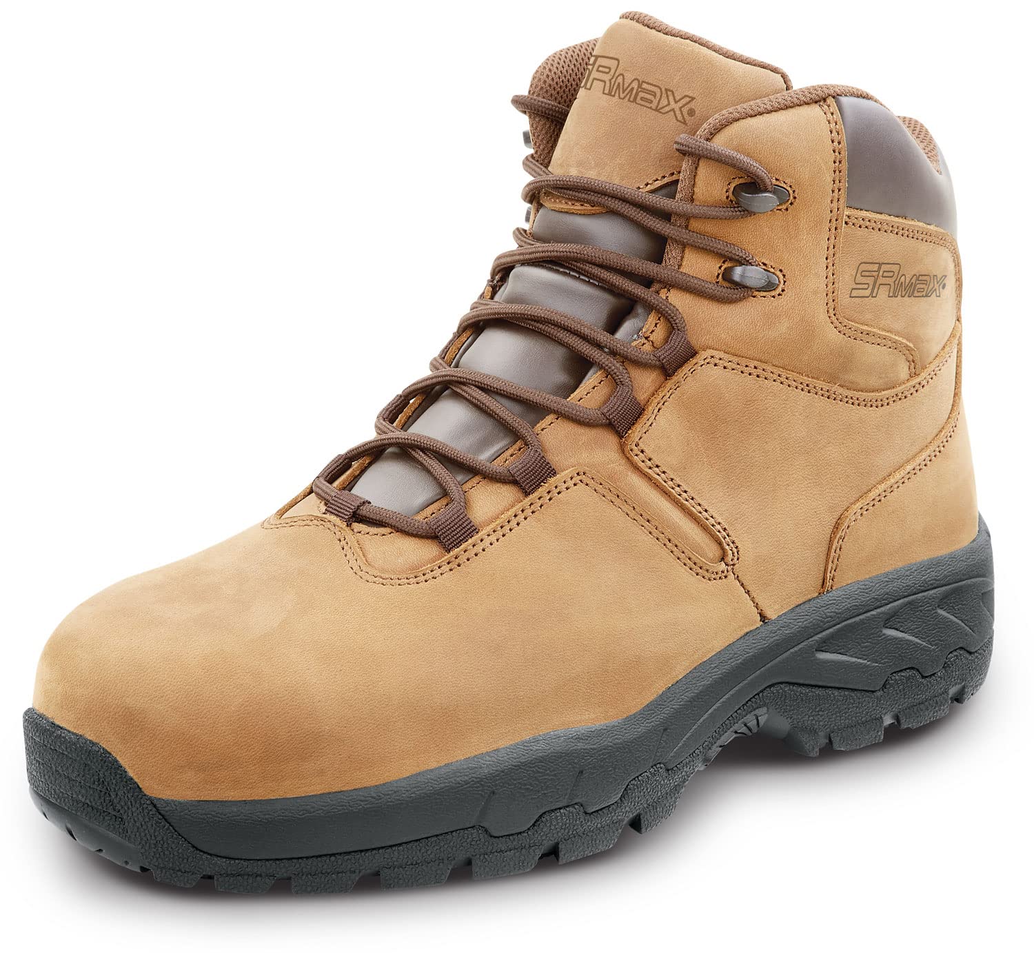 SR Max Estes Men's Brown Composite Toe Waterproof Work Boots - Heavy Duty Safety Shoes for Construction, Warehouse & Outdoor Work