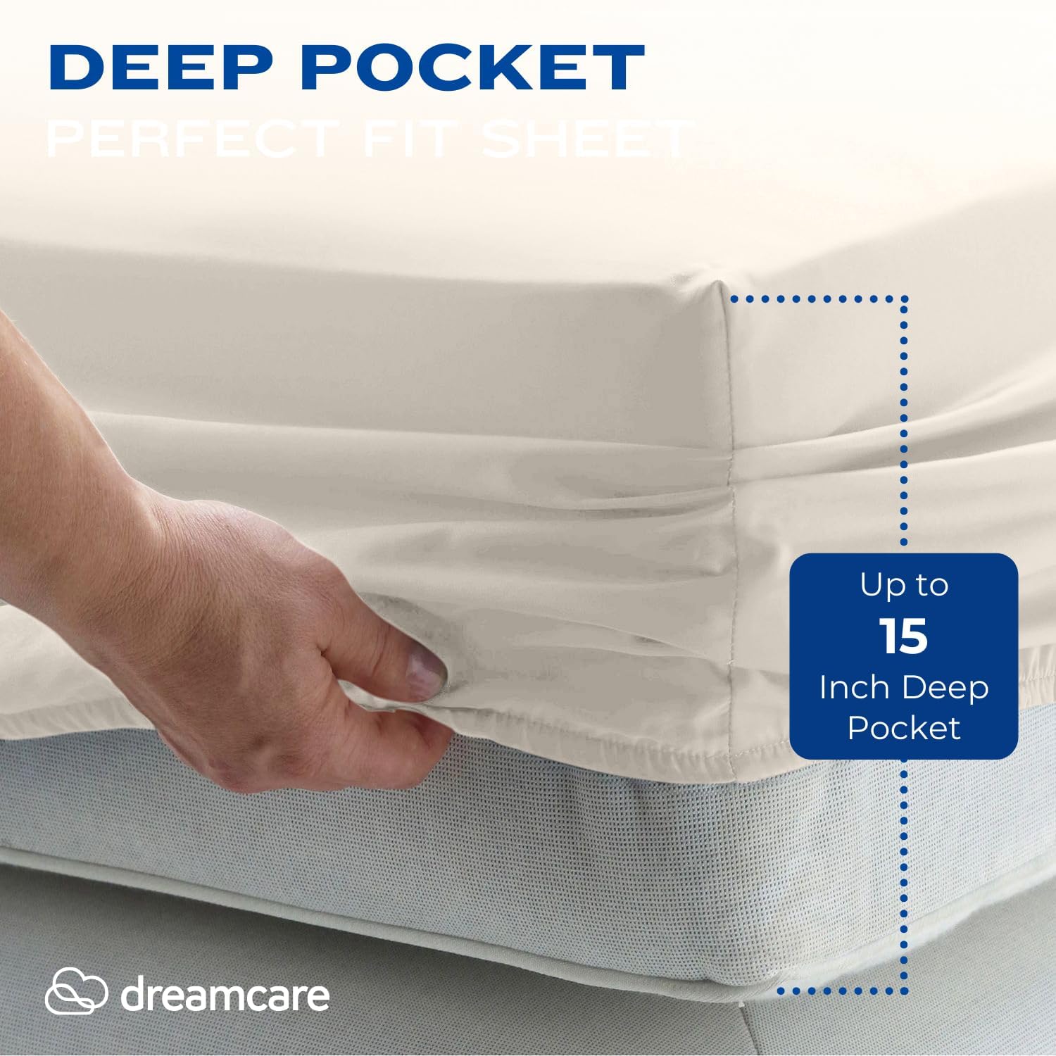 Dreamcare Cooling Full Size Sheet Set - 4-Piece Soft & Durable 100% Brushed Polyester Bed Sheets with Deep Pockets (Fits Up to 15