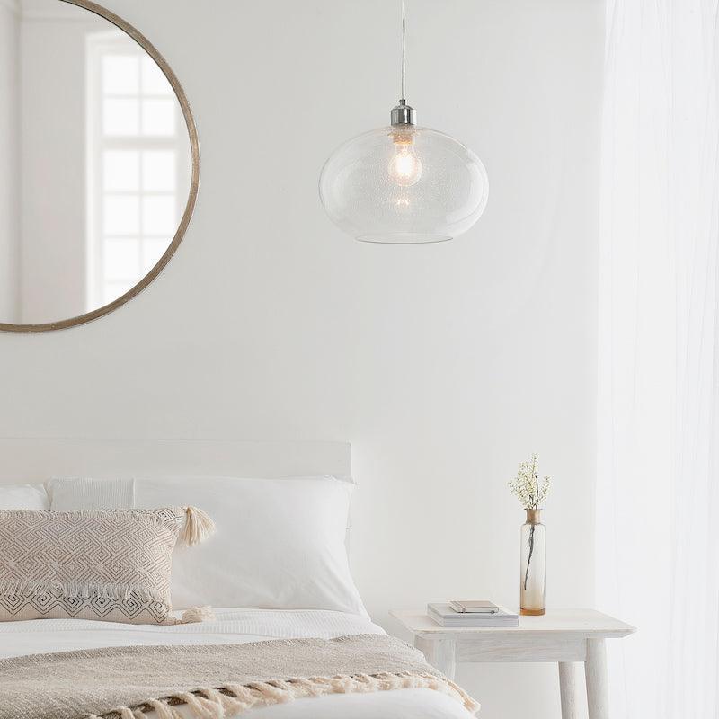 Dimitri 1 Light Clear Glass Ceiling Pendant Light Fixture with Shade - Modern Lighting for Kitchen, Dining Room & Bedroom