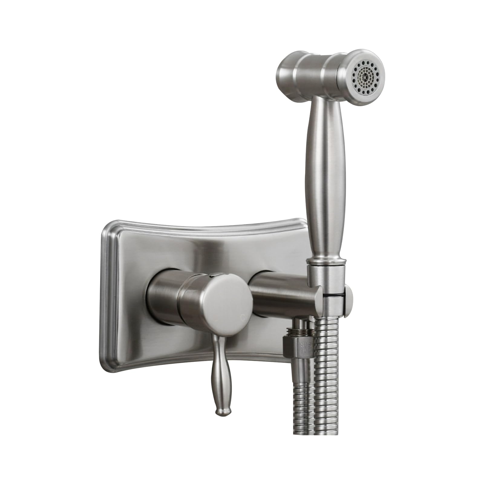 Antique Handheld Bidet Sprayer Set - Hot & Cold Water Bidet Faucet for Bathroom & Feminine Hygiene - Brushed Nickel Finish - Perfect for Toilet Hygiene, Baby Care & Postpartum Cleaning