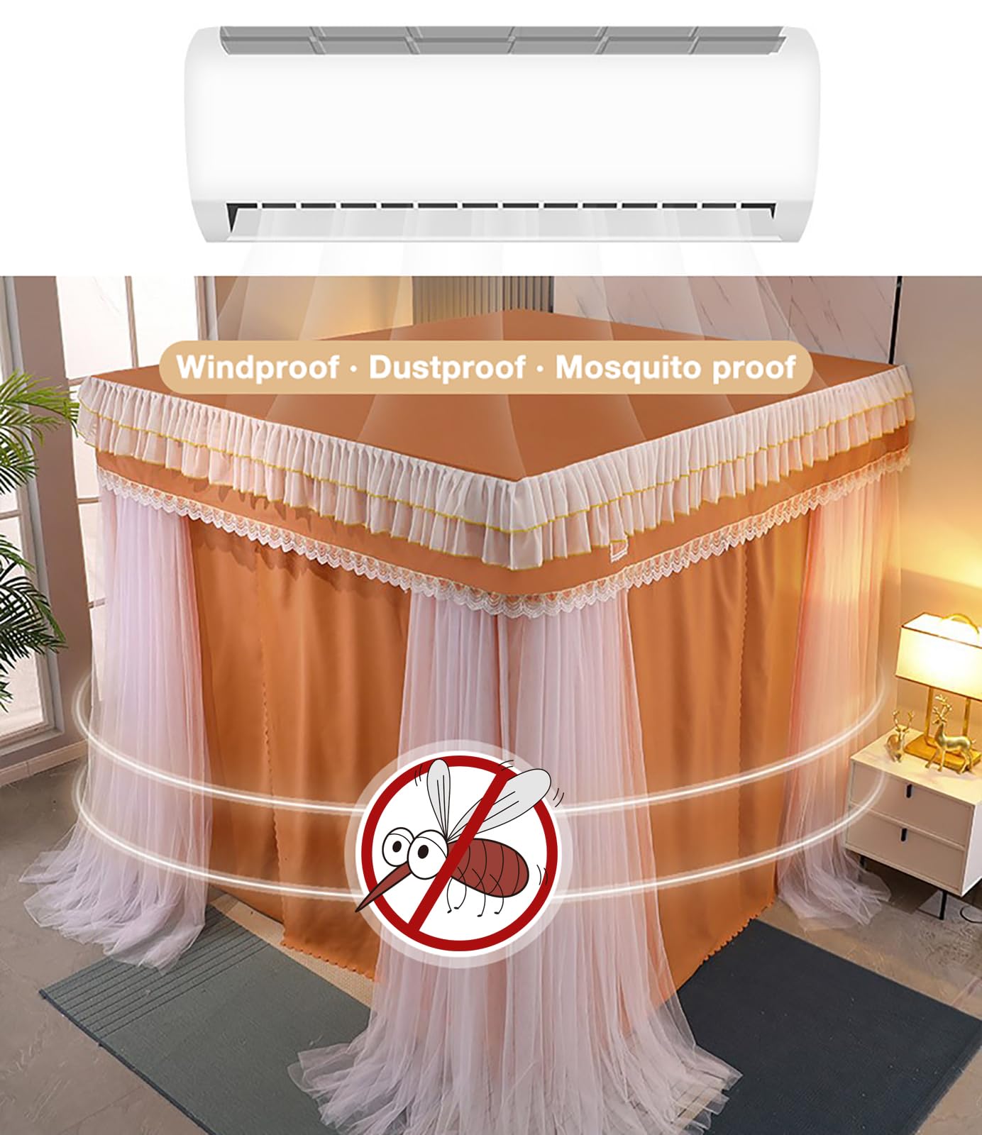 Princess Canopy Bed Curtains with Mosquito Net for 4 Poster Beds - Full/Queen/King Size Bedroom Drapes (150x200x200cm, Green) - Perfect for Girls' Rooms, Romantic Bedrooms & Outdoor Camping