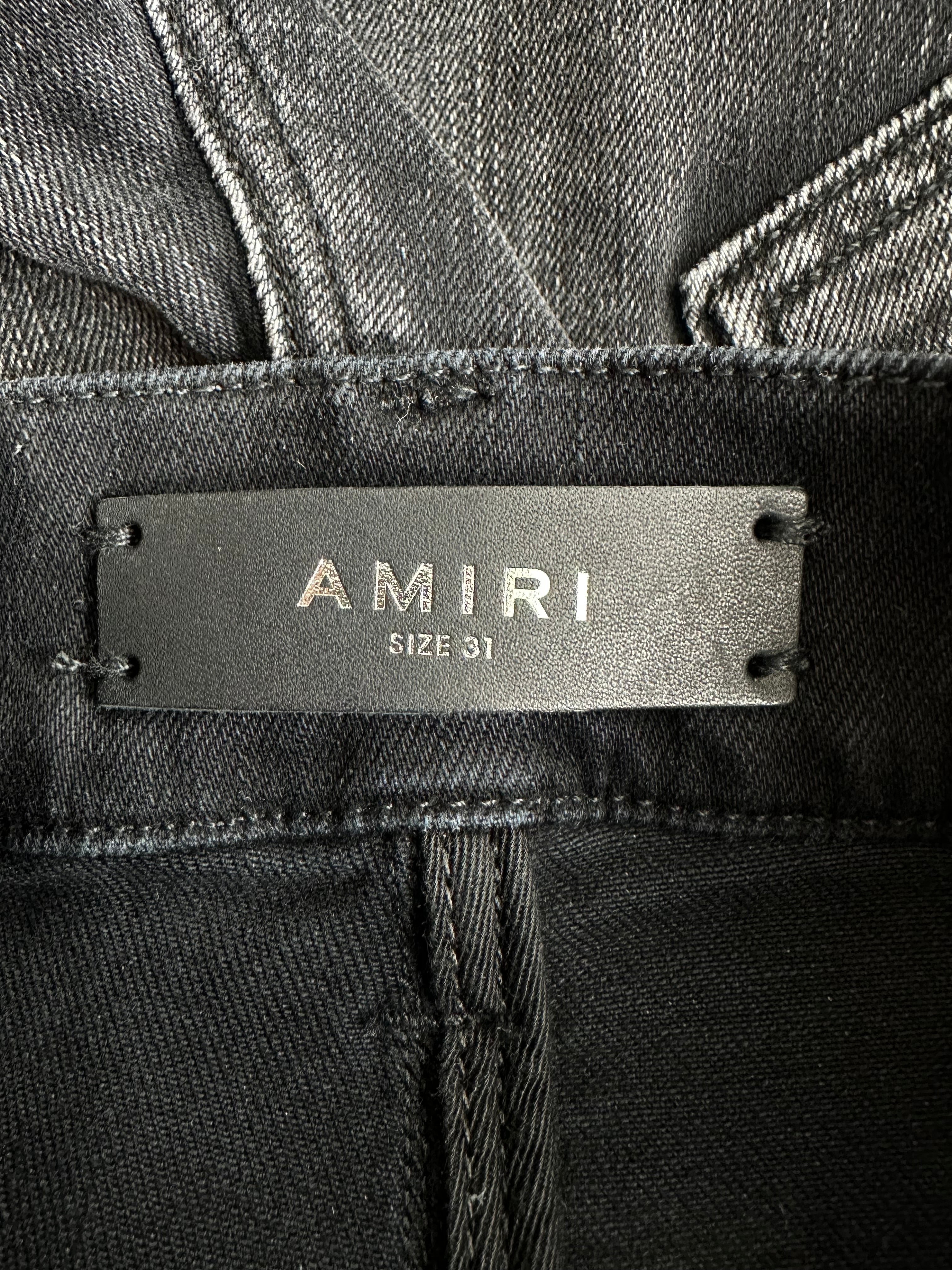 Amiri Aged Black Blue Bandana MX1 Distressed Jeans - Vintage Denim for Men | Perfect for Streetwear & Casual Outfits