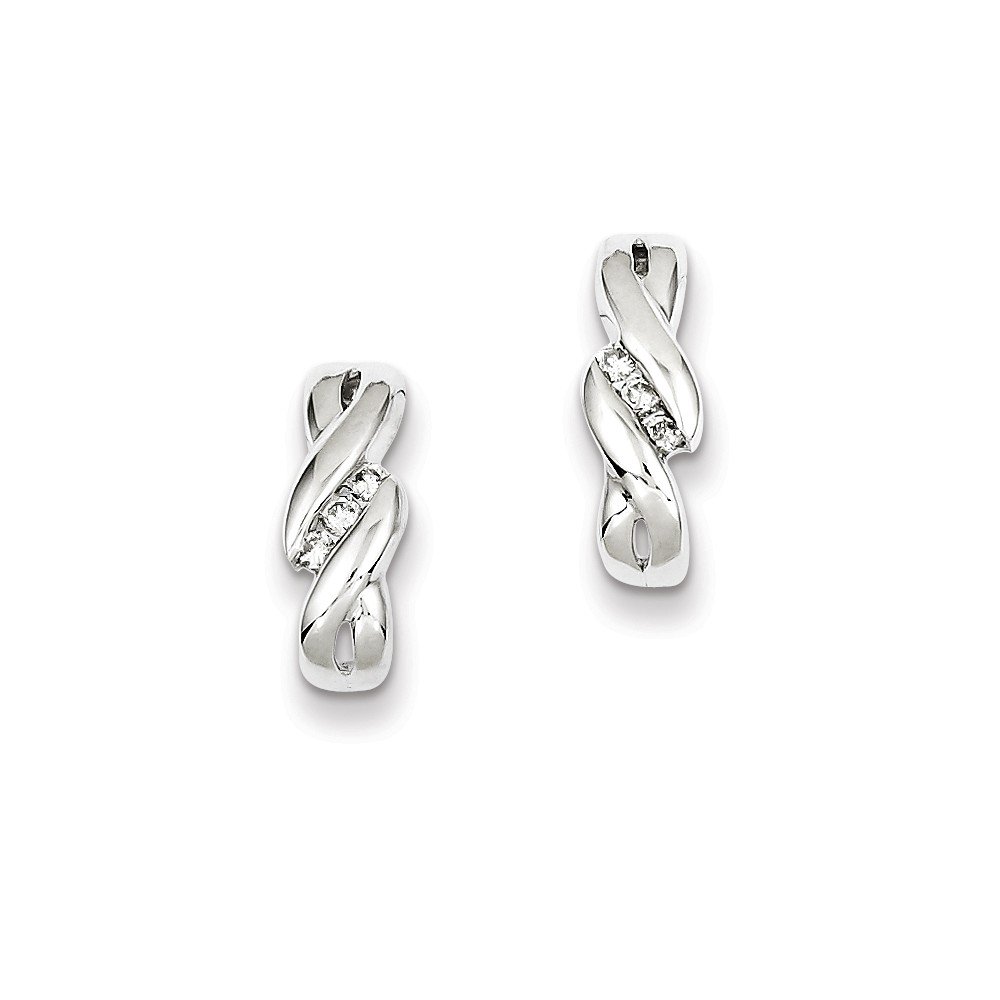 14K Sterling Silver Diamond Twist Post Earrings for Women – Elegant & Hypoallergenic Jewelry for Parties, Weddings & Everyday Wear
