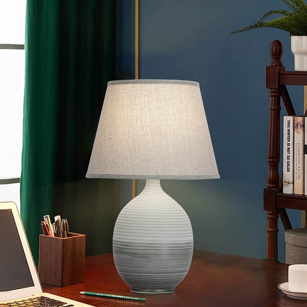 Handmade Glazed Ceramic Table Lamp - Stylish Bedside Lighting for Bedroom, Living Room, Study & Office | Nightstand Lamp with Fashionable Design