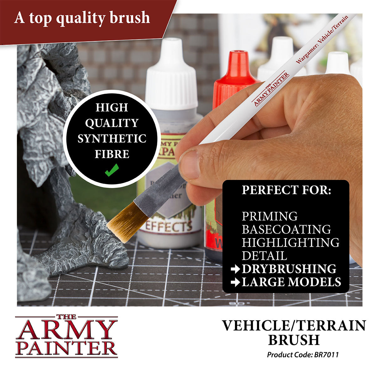 Wargamer Brush Set for Vehicles & Scenery - Premium Miniature Painting Brushes for Warhammer, Model Kits & Diorama Building - Perfect for Hobbyists & Tabletop Gamers