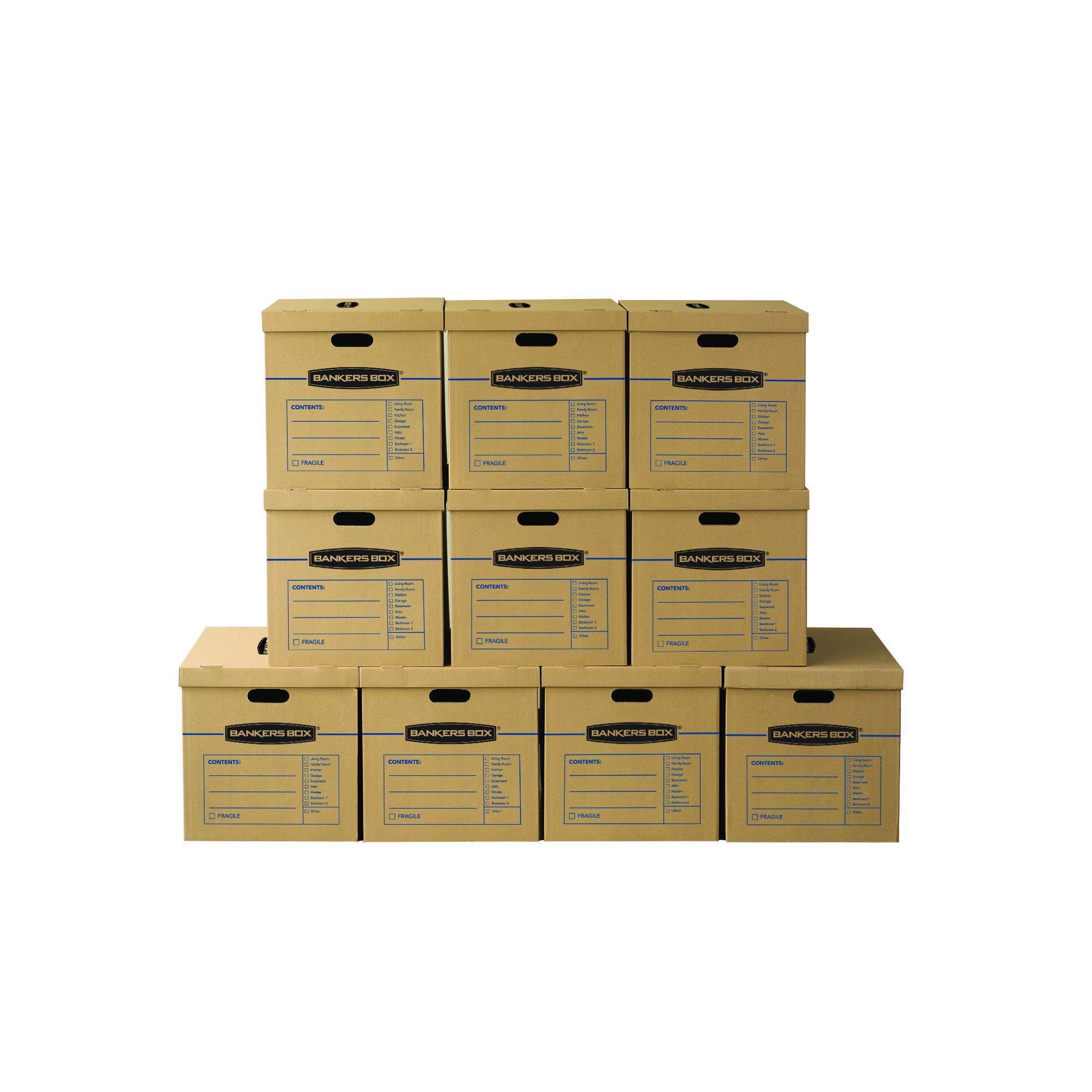 Bankers Box SmoothMove Classic Moving Boxes with Tape-Free Assembly & Easy Carry Handles - Large 21x17x17 Inches (10 Pack) & Tall Wardrobe Boxes 24x24x40 Inches (3 Pack) - Perfect for Home Moving, Office Relocation & Storage Organization