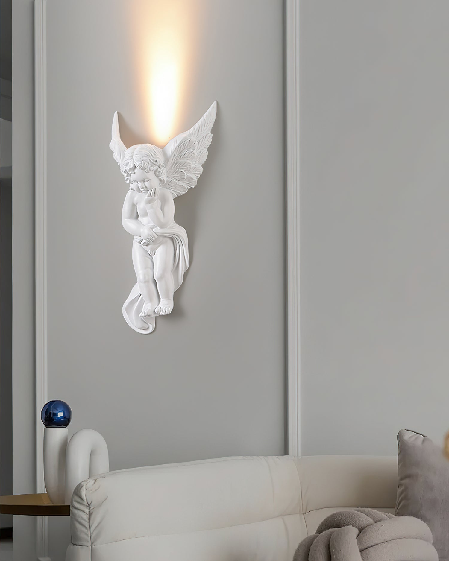 Angel Resin Wall Lamp - Elegant Decorative Lighting for Bedroom, Living Room & Hallway - Perfect for Home Decor & Ambient Lighting