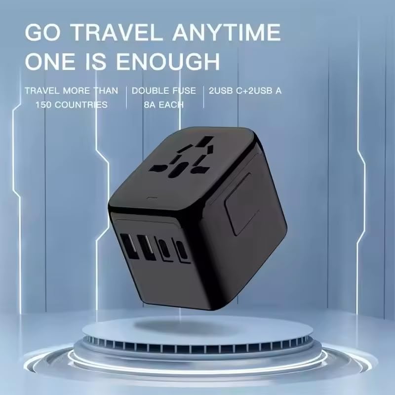 Universal Travel Adapter with Multi-Port USB Charger - Worldwide 150+ Countries Compatibility - Perfect for International Travel, Business Trips & Family Vacations