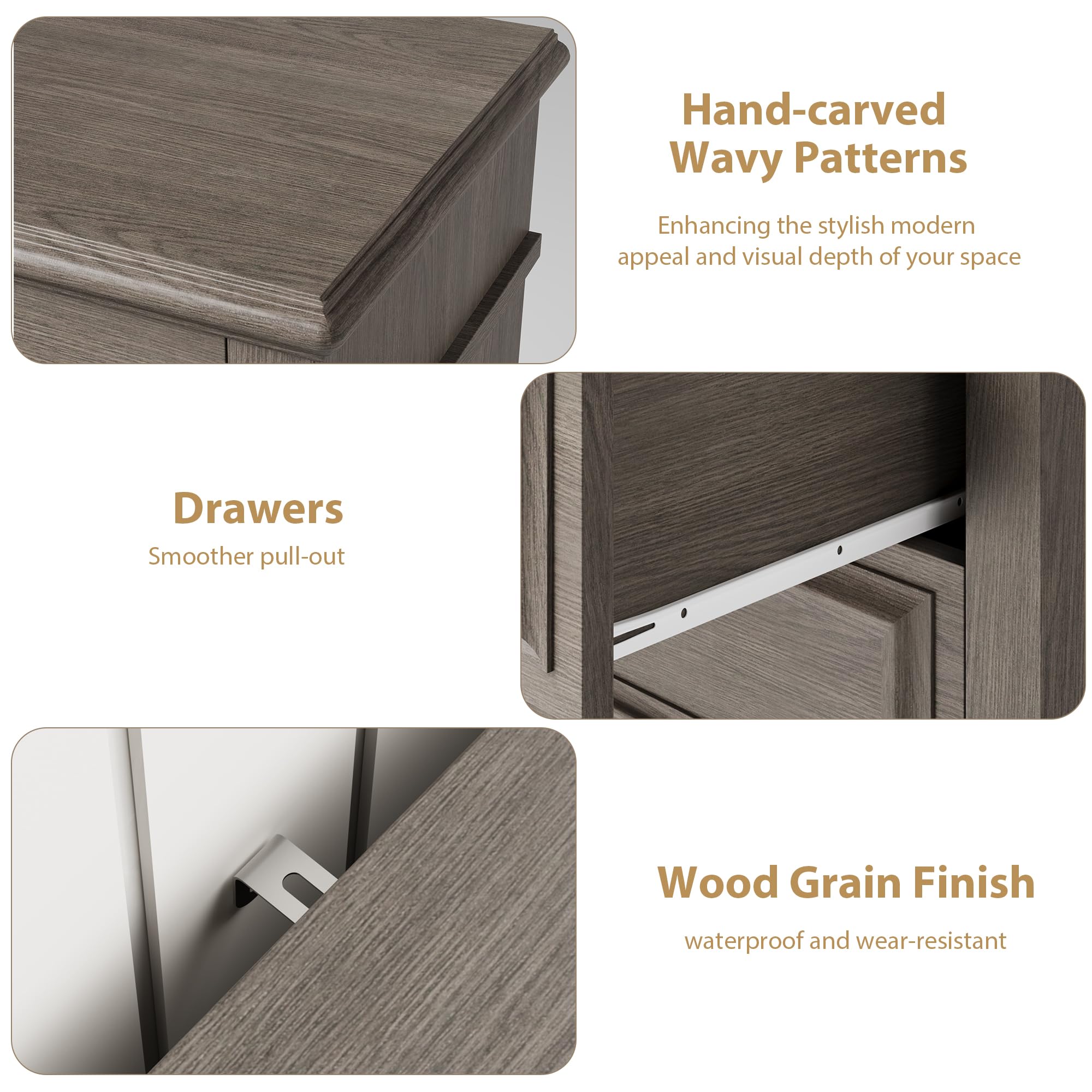 Farmhouse 9-Drawer Dresser with Deep Storage - Large Grey Wooden Chest of Drawers for Bedroom, Living Room & Hallway | Perfect for Organizing Clothes, Linens & Home Decor (Grey, 9-Drawer)