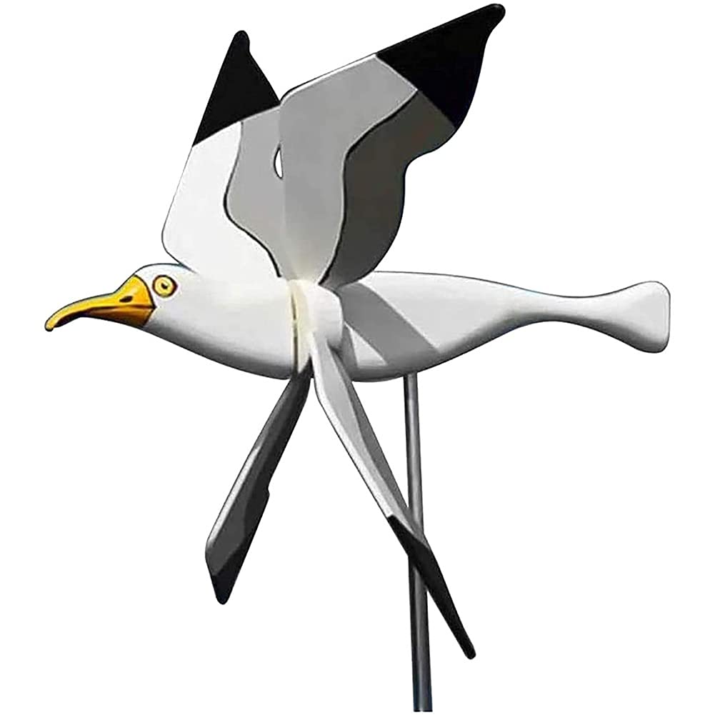 TOTOU Seagull Windmill - Bird Wind Spinner & Weather Vane for Garden, Lawn, Yard Decoration - Realistic Seagull Whirligig Outdoor Decor for Coastal & Beach Theme