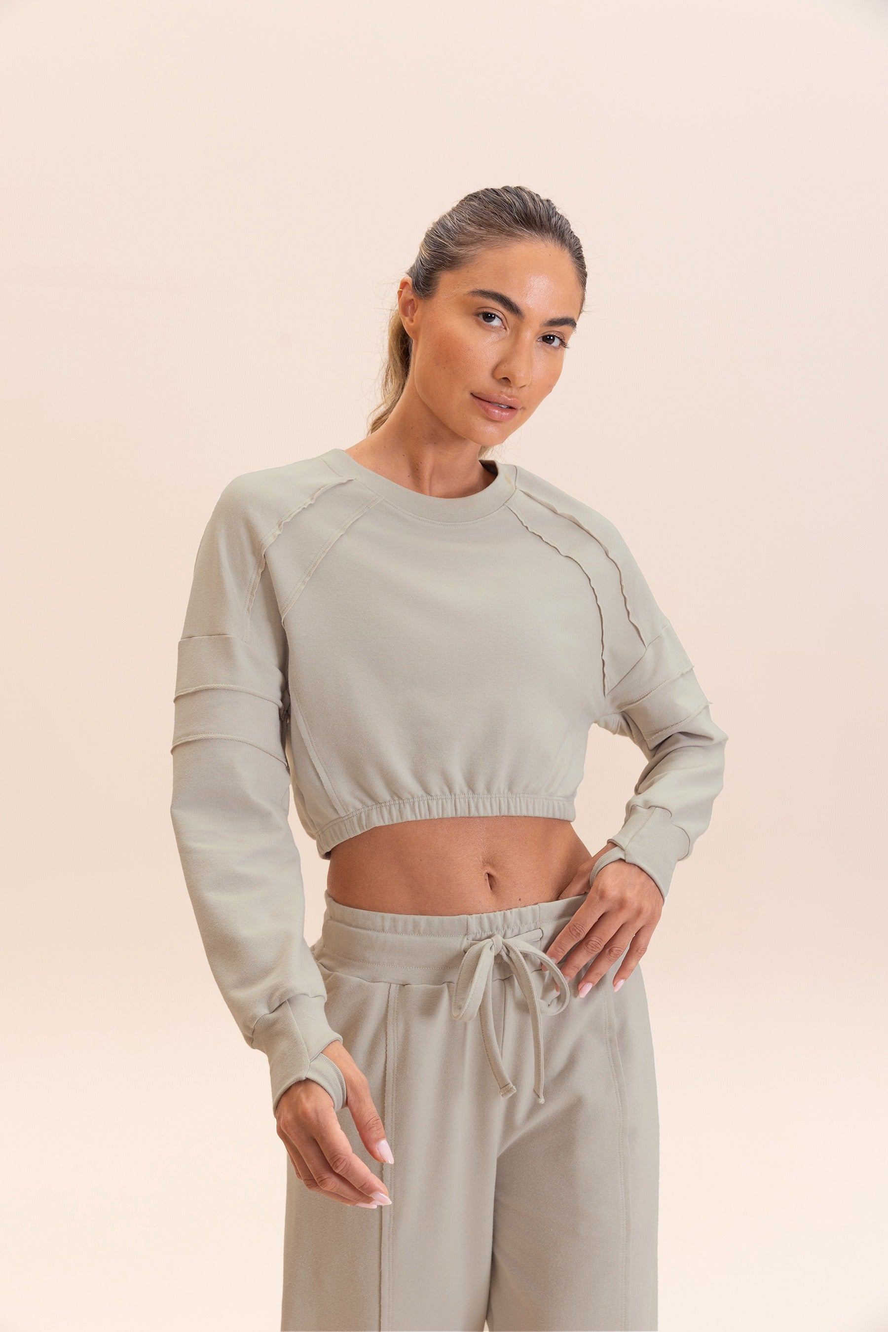 Cropped Cut Jog Sweatshirt for Women - Soft Comfortable Oversized Pullover Hoodie for Casual Wear, Gym, and Lounge
