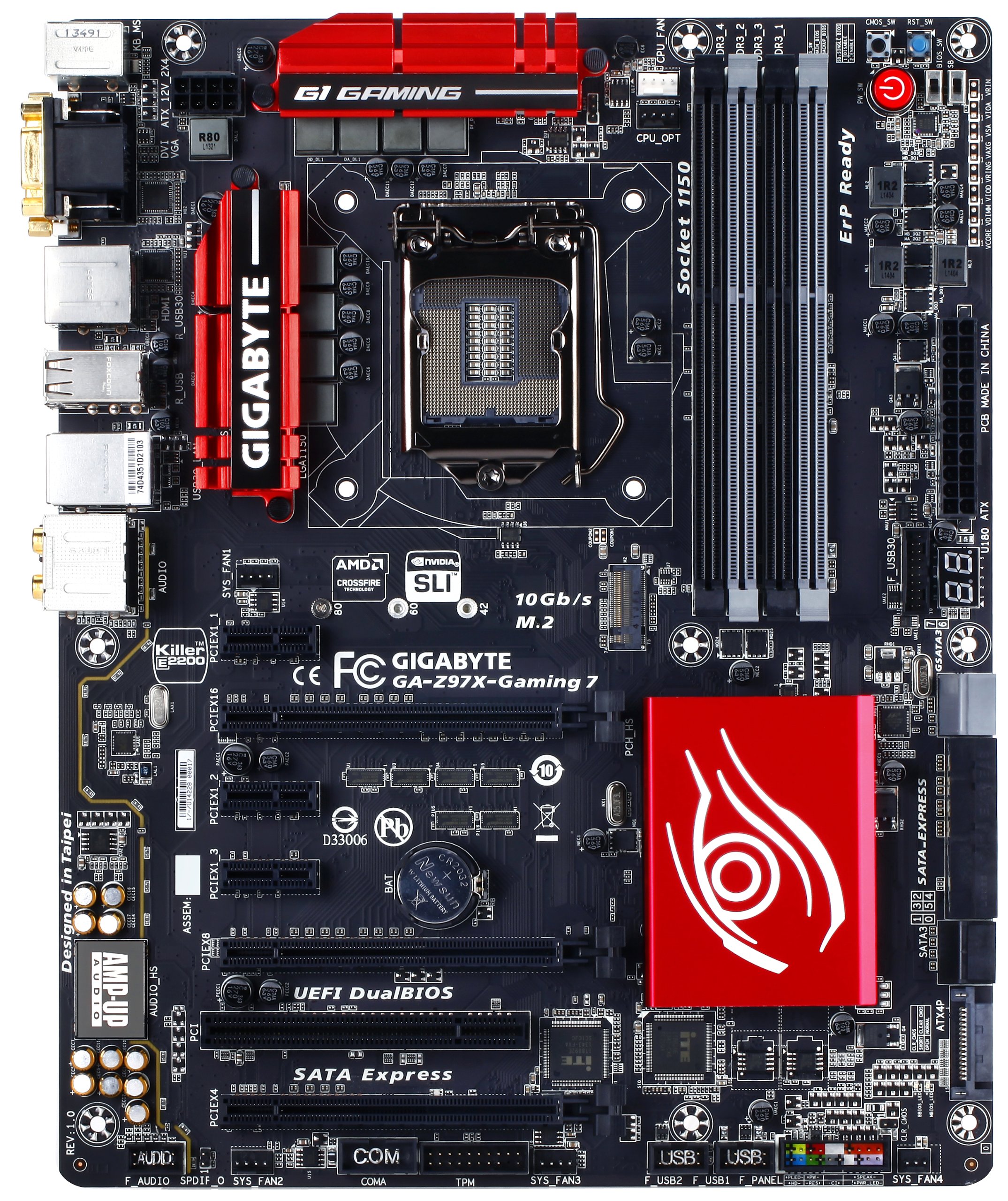 Gigabyte GA-Z97X-GAMING 7 ATX Motherboard - LGA 1150 Socket, Z97 Chipset, High-End Gaming Audio & Networking - Perfect for PC Gaming, Streaming & Content Creation