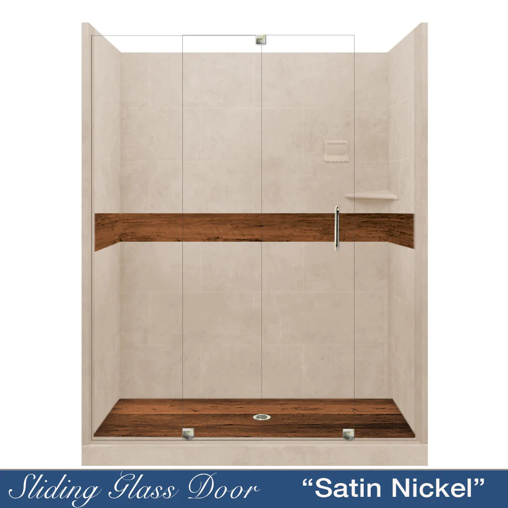 Lifeproof Burnt Oak Brown Sugar 60-Inch Alcove Stone Shower Enclosure Kit - Waterproof Bathroom Upgrade for Modern Homes