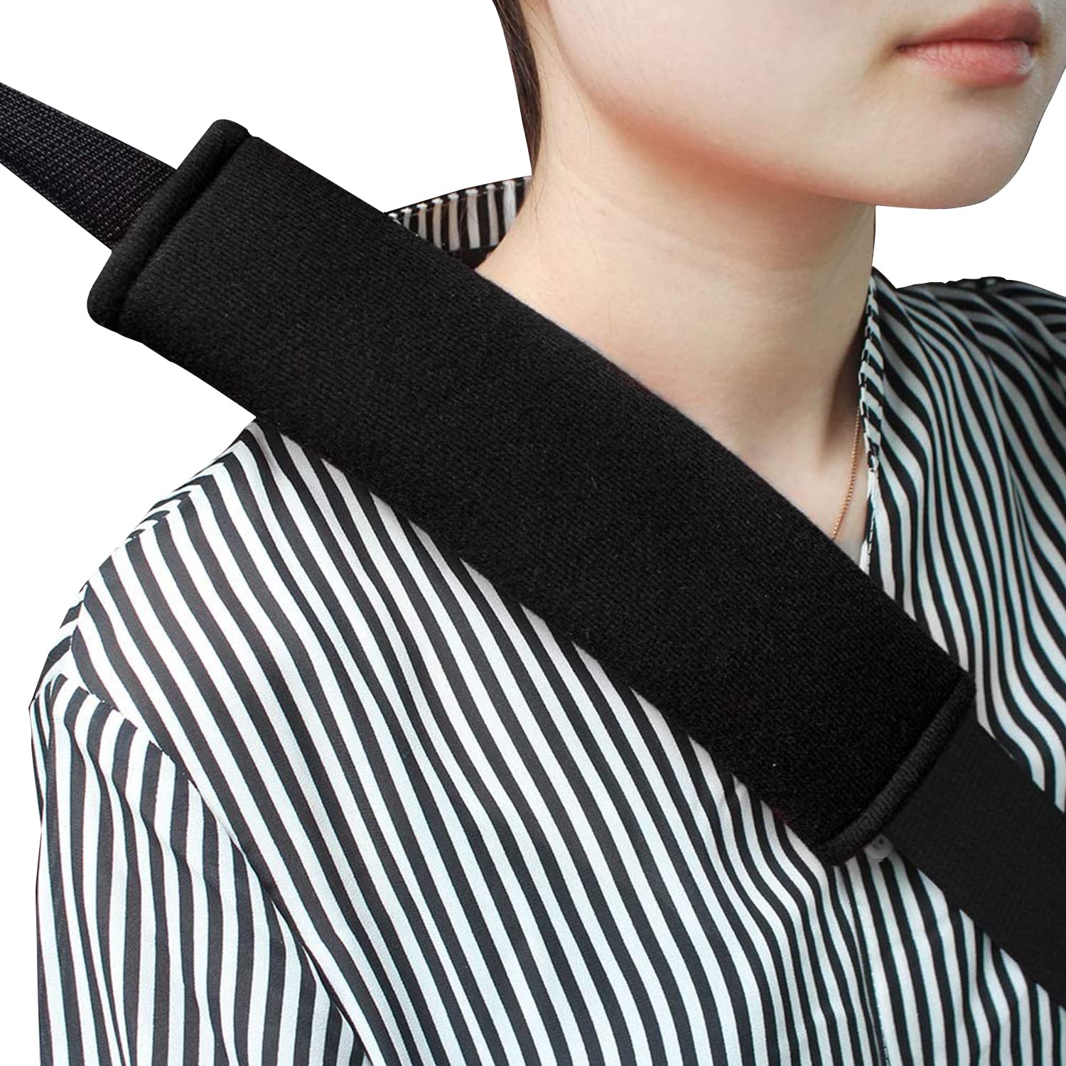2-Pack Soft Car Seat Belt Pad Cover for Adults & Kids - Comfortable Safety Belt Shoulder Strap Protector for Long Drives, Travel & Commuting - Black (Fits Car Seat Belts, Shoulder Bags & Backpacks)