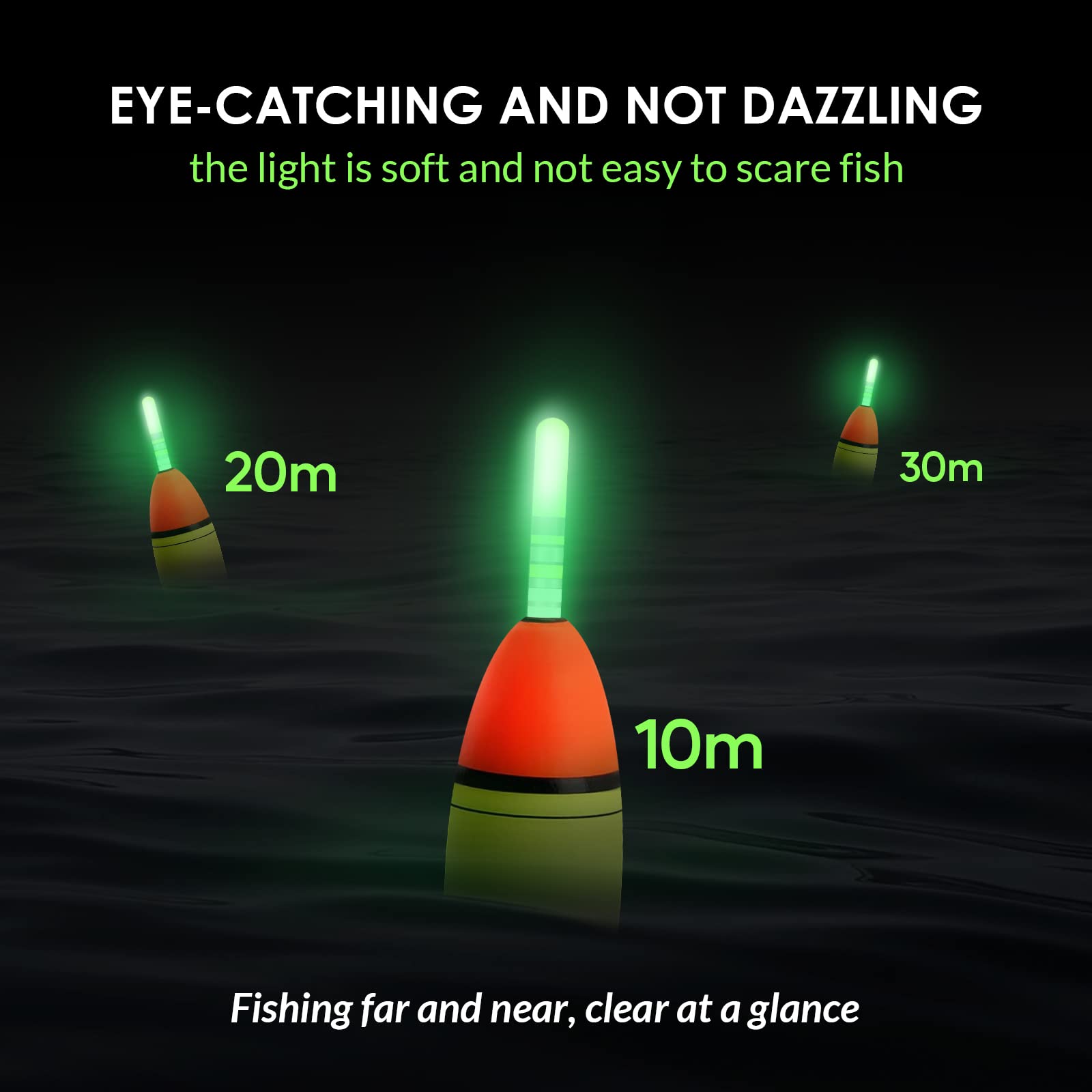QualyQualy 6-Pack LED Fishing Glow Sticks with Batteries - Waterproof Night Fishing Lights for Bobbers, Floats & Rod Tips - Perfect for Night Fishing, Camping & Emergency Lighting