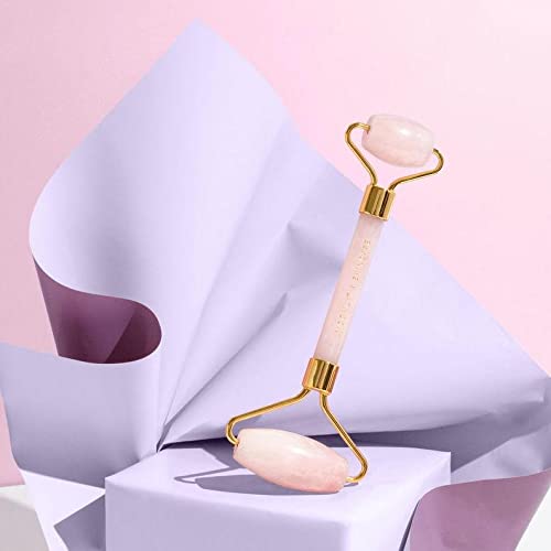 Rose Quartz Facial Roller & Gua Sha Set - Natural Jade Roller for Face Massage, Puffiness Relief & Skincare - Perfect for Home Spa, Relaxation & Anti-Aging Routine