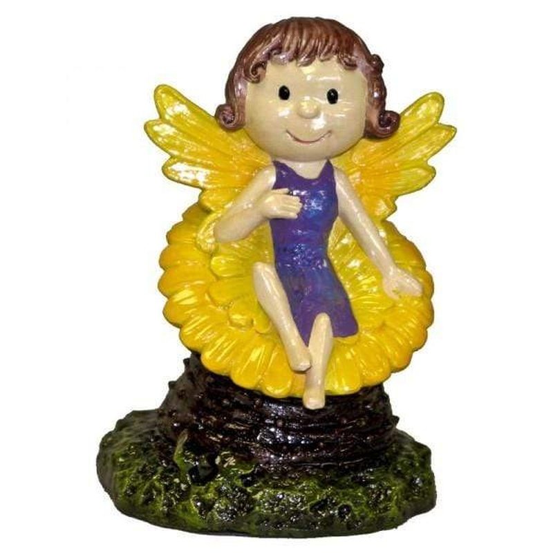Blue Ribbon Pixie on Flower 7cm - Fairy Garden Decor, DIY Craft Accessories, Home & Party Decoration