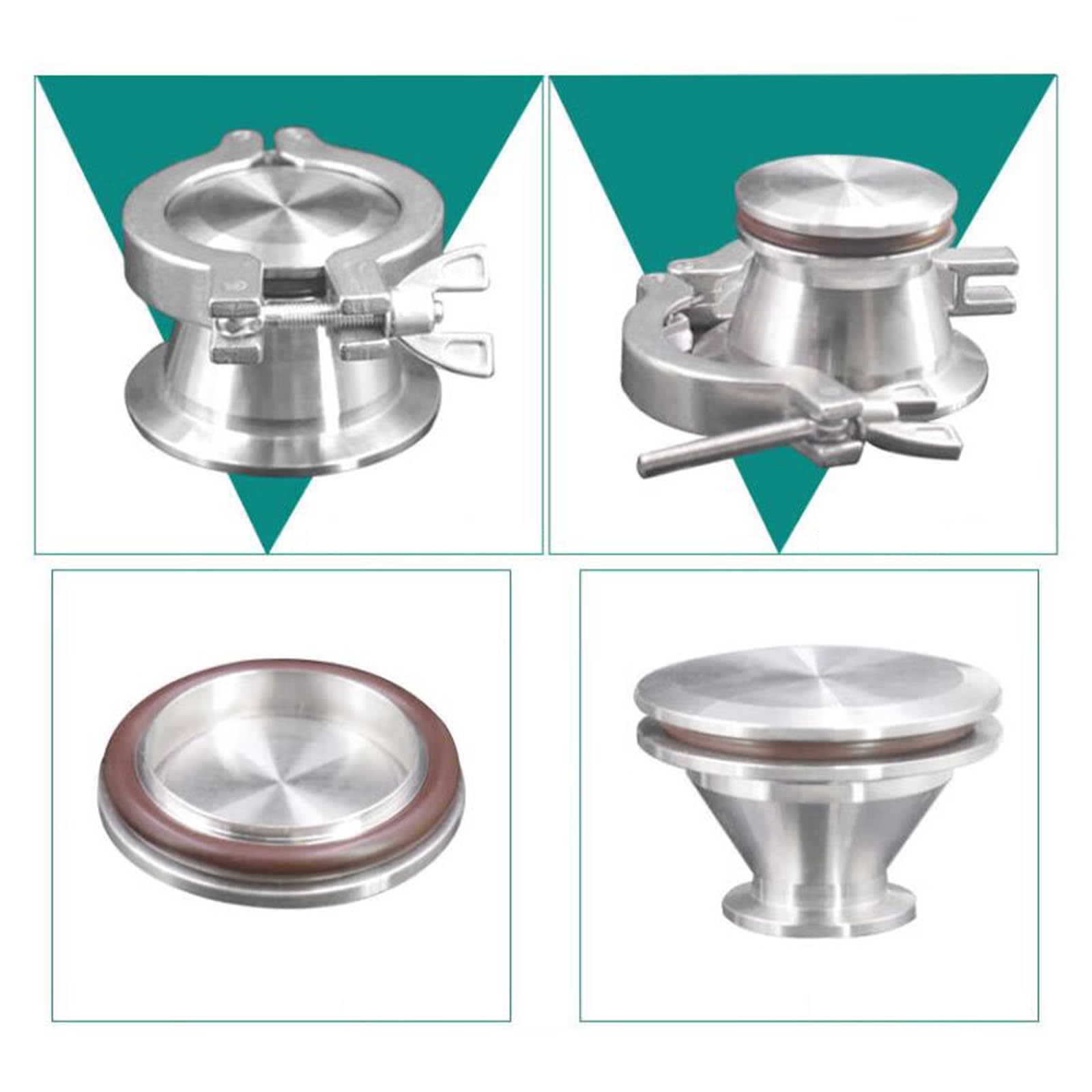 2PS KF10 Vacuum Fittings - KF10 Vacuum Flange Blind Plate & Tri Clamp Blank Stud End Caps for Dairy, Food, Wine, Beverage & Cosmetics Processing - Ideal for Vacuum Sealing, Laboratory Equipment & Industrial Engineering Applications (KF-10)