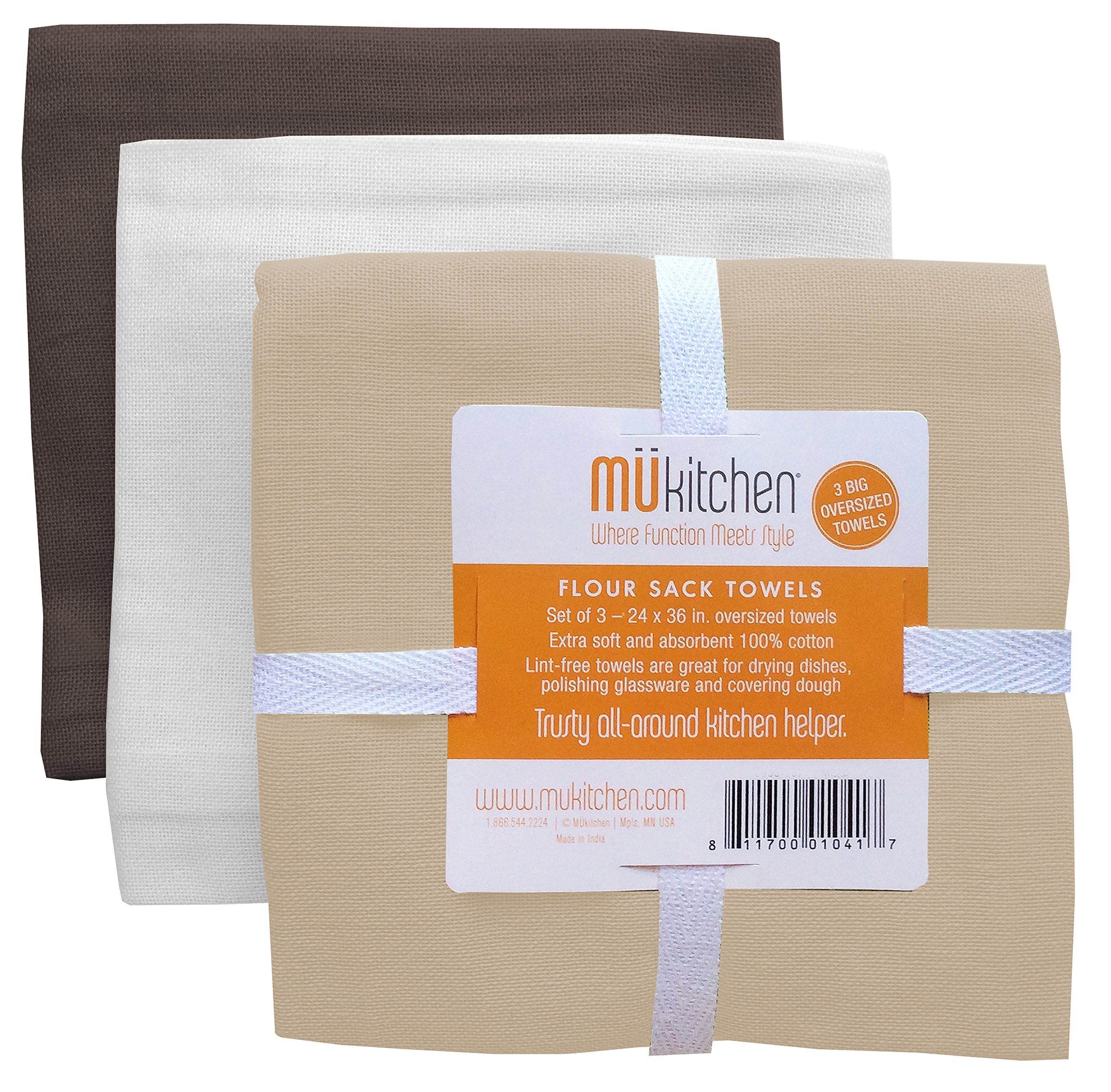Premium Oversized Cotton Flour Sack Towels - Set of 3 | Ultra Absorbent & Multipurpose Kitchen Towels for Baking, Cleaning, Dish Drying | Machine Washable & Reusable | Perfect for Home Kitchen, Restaurants & Cafes