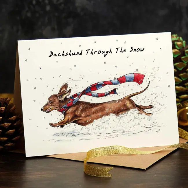 Bewilderbeest Dachshund Through the Snow Christmas Greeting Card - Perfect for Holiday Wishes, Dog Lover Gifts & Winter Season Celebrations