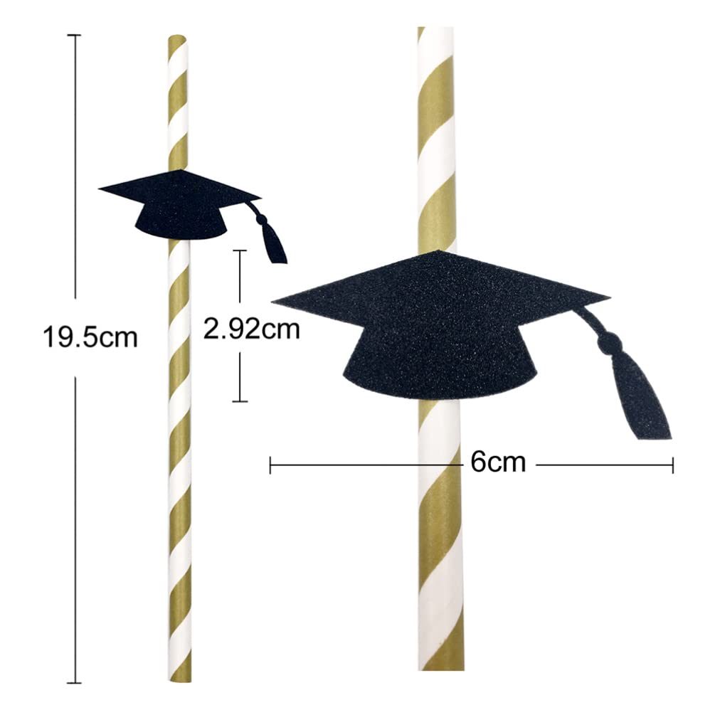 VALICLUD 16pcs Striped Paper Drinking Straws - Eco-Friendly Graduation Party Supplies for Smoothies, Coffee & Cocktails | Perfect for Graduation Decor, Birthday Parties & Baby Showers