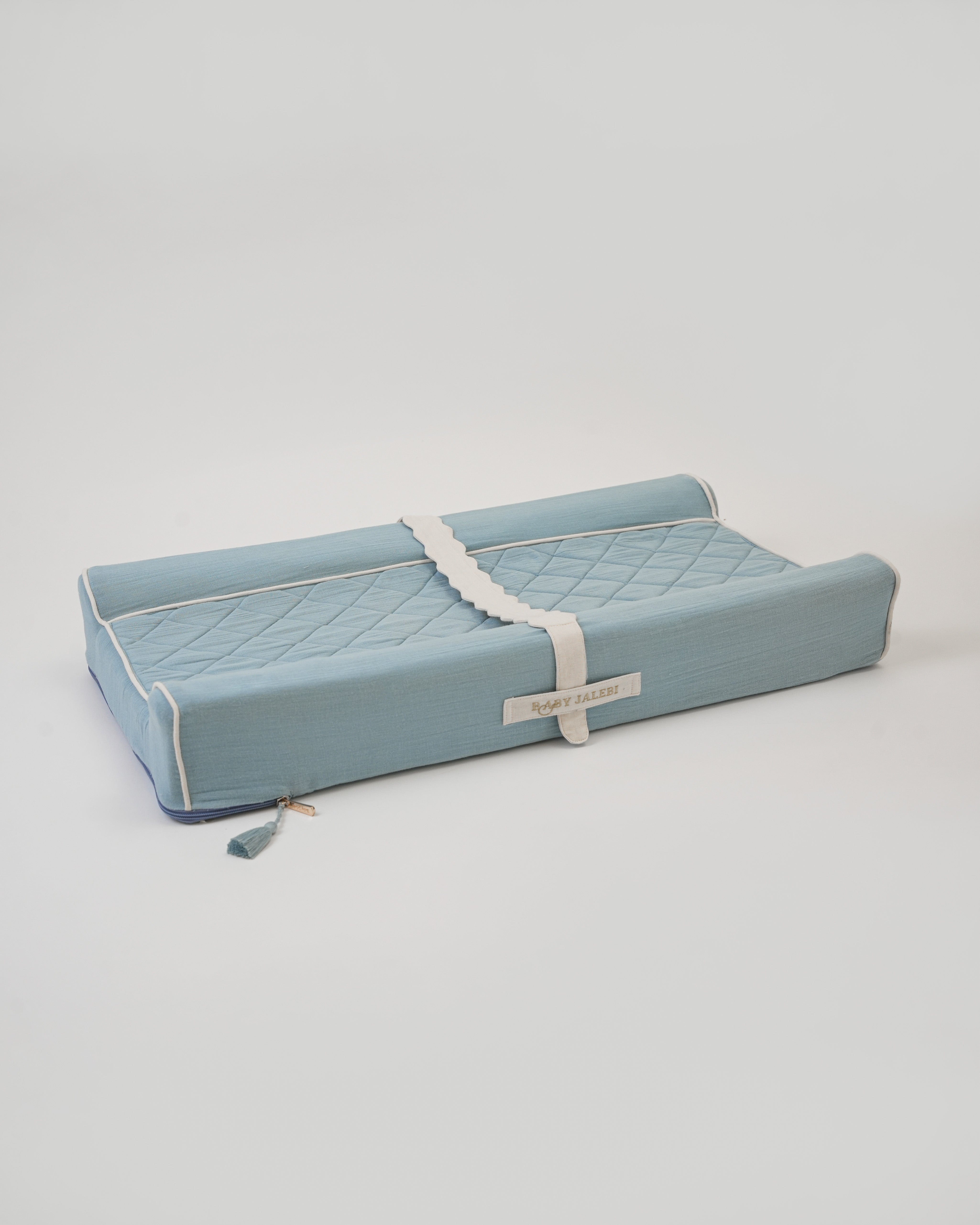 Baby Changing Station with Safety Straps - Portable Diaper Changing Pad for Travel & Nursery - Soft Blue Waterproof Fabric for Easy Cleaning | Perfect for Home, Daycare & On-the-Go Parents