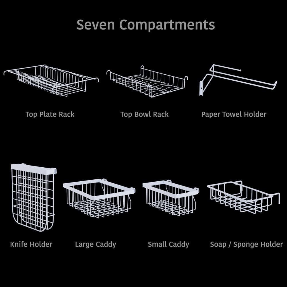 2-Tier Expandable Over the Sink Dish Drying Rack - Space Saving Kitchen Organizer for Dishes, Utensils & Sponges - Perfect for Small Kitchens, Apartments & RVs