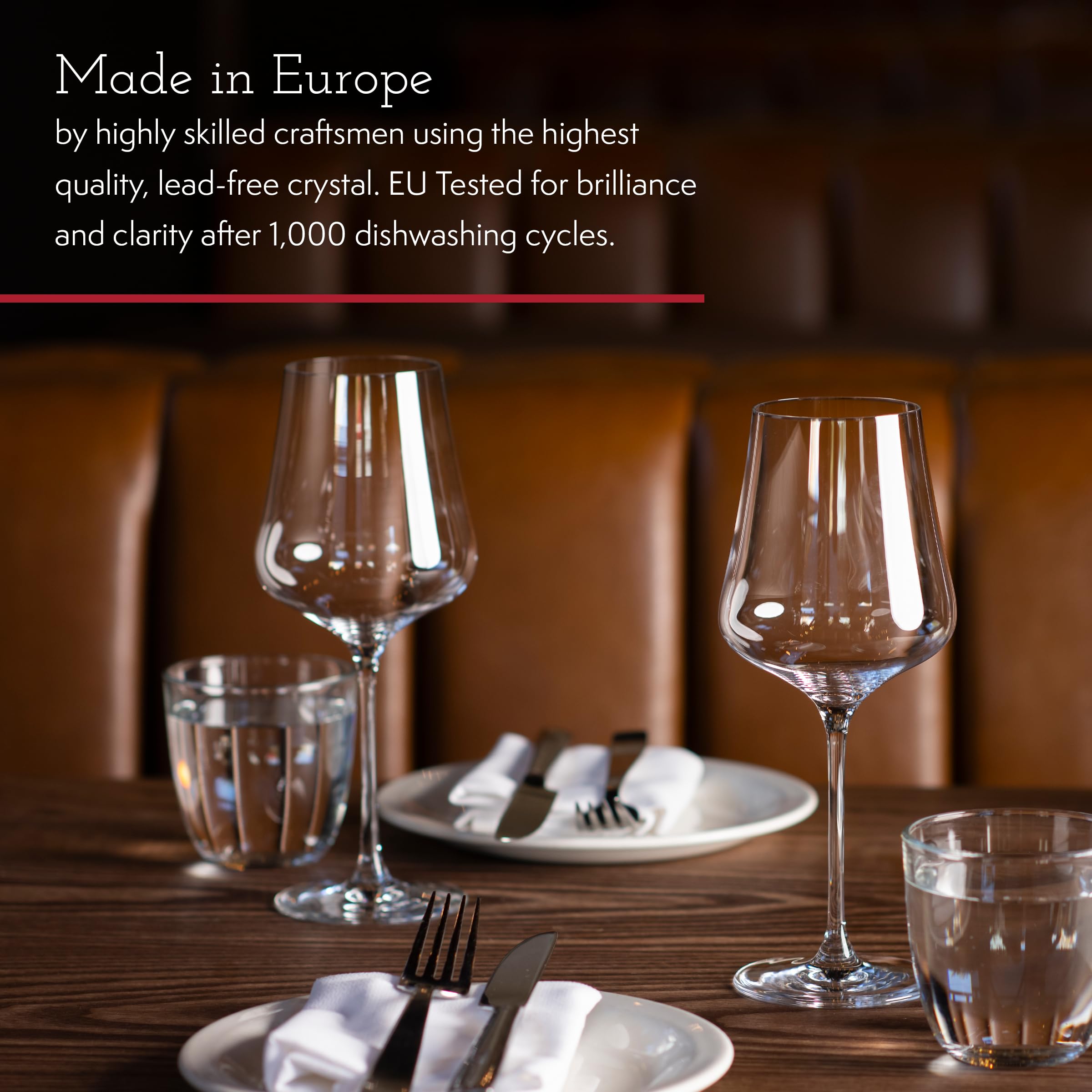 Premium Gabriel-Glas StandArt Crystal Wine Glasses Set of 4 with Gift Box - Universal Stemware for Red & White Wine - Lead-Free, Dishwasher Safe 16oz - Perfect for Dinner Parties, Weddings & Wine Tasting Events