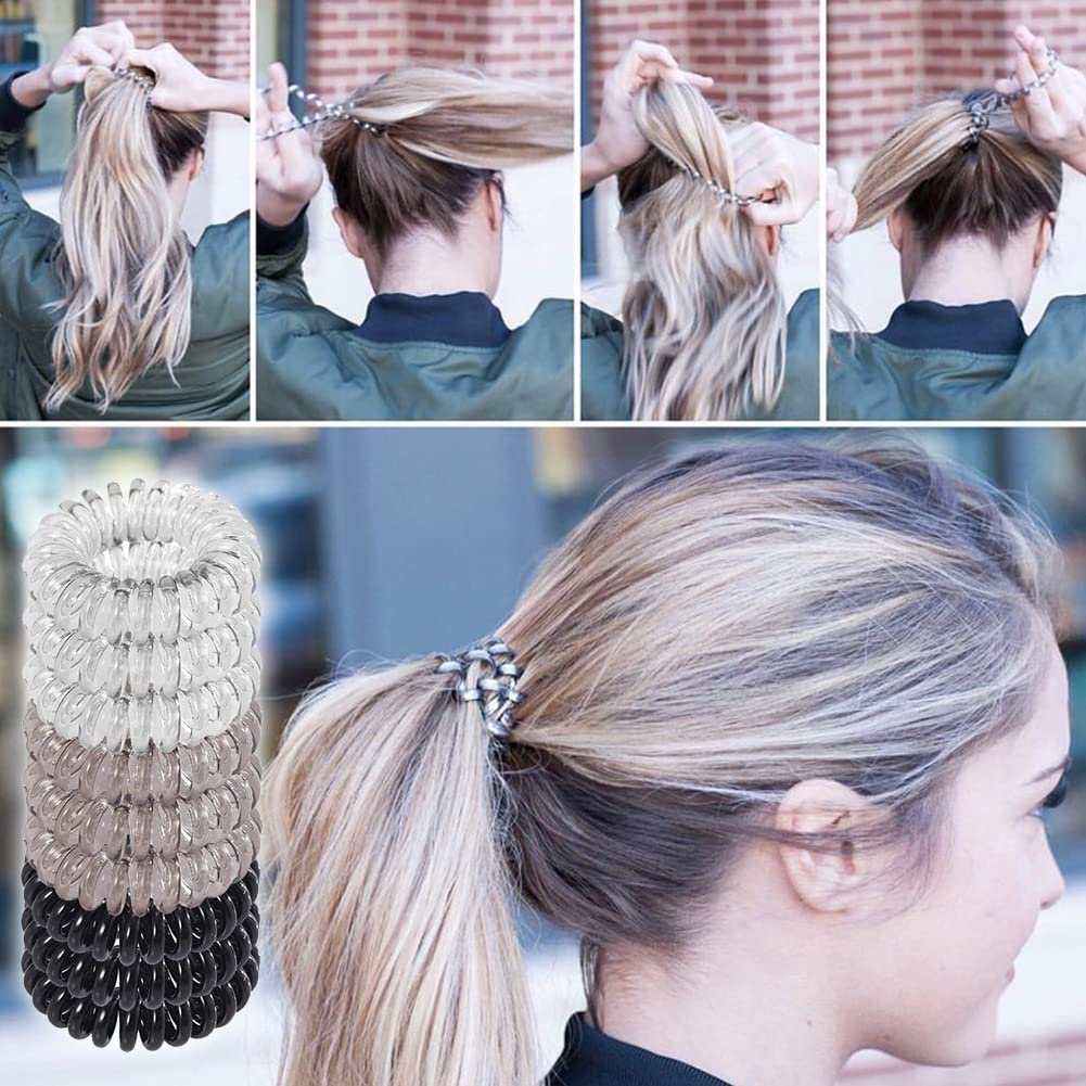 ZIBUYU® Spiral Hair Ties for Women & Girls - 9 Pack Coil Ponytail Holders, Soft Elastic Hair Bands & Stylish Scrunchies - Perfect for Workouts, Yoga, School & Everyday Hairstyles