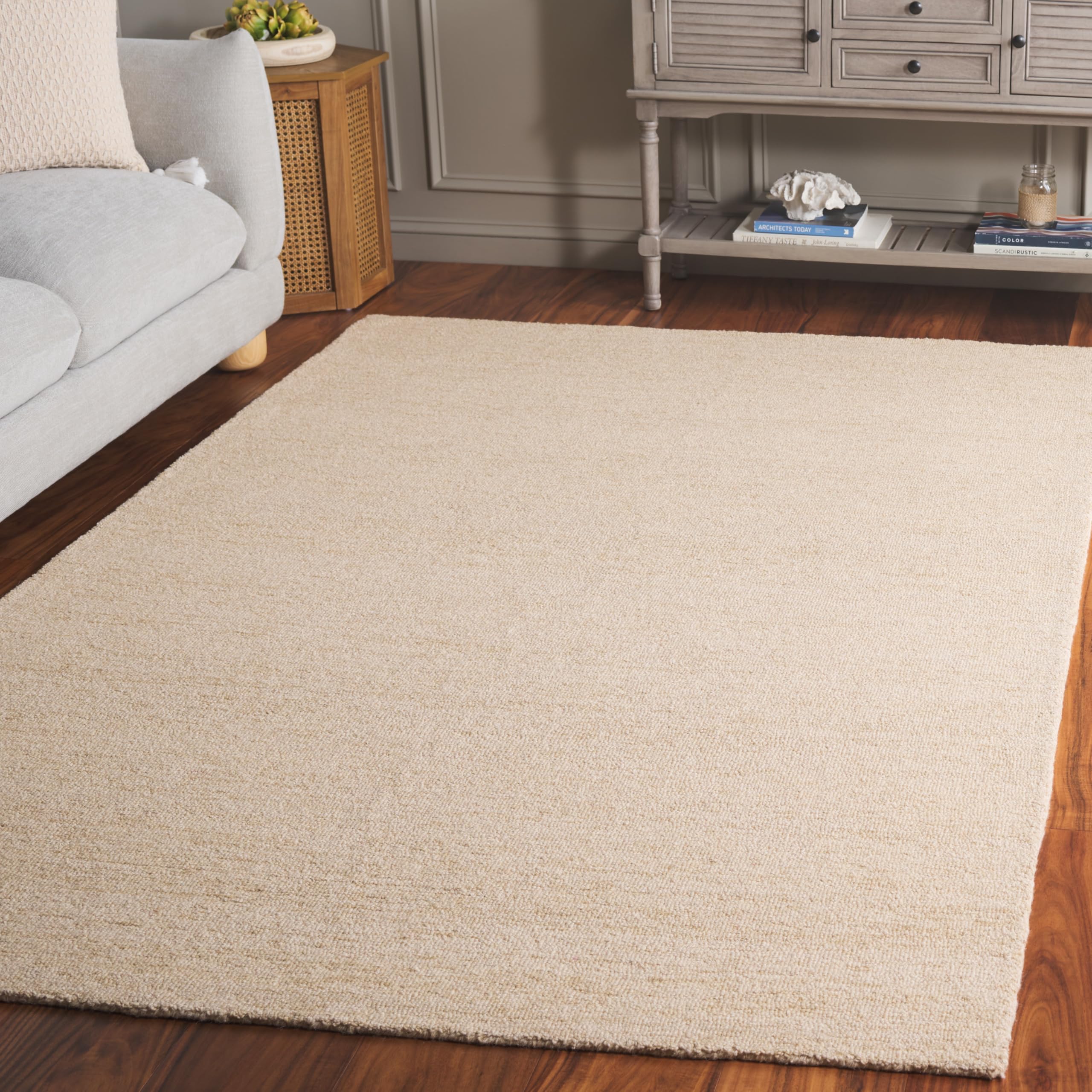 SAFAVIEH Metro Collection 6' Square Beige Handmade Wool Area Rug - Perfect for Living Room, Dining Room, Bedroom - Soft & Durable Floor Decor for Home, Office, Apartment (MET152B)