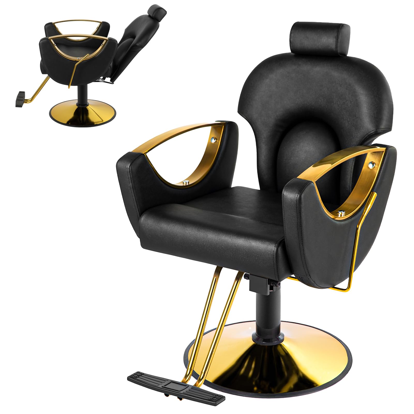 Professional Hydraulic Barber Salon Chair for Hair Stylists - Adjustable Multi-Function Shampoo & Styling Chair with PU Leather (Black) | Perfect for Hair Salons, Barber Shops & Home Use