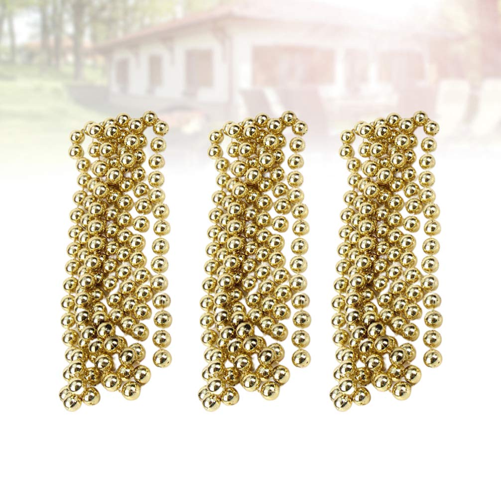 NUOBESTY 3-Piece Pearl Christmas Garland - Gold & Silver Beaded Hanging Chains for Xmas Tree Decor, Holiday Party, Home & Office Decoration - Elegant Festive Ornaments for Christmas Celebrations