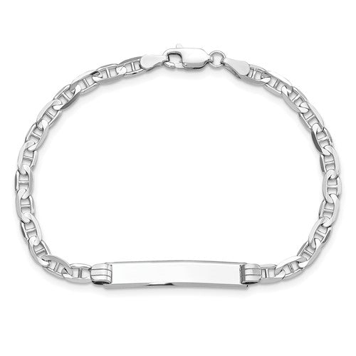 14KT White Gold Anchor Link ID Bracelet for Men - 8 Inches | Durable & Stylish Jewelry for Everyday Wear, Gifts & Special Occasions