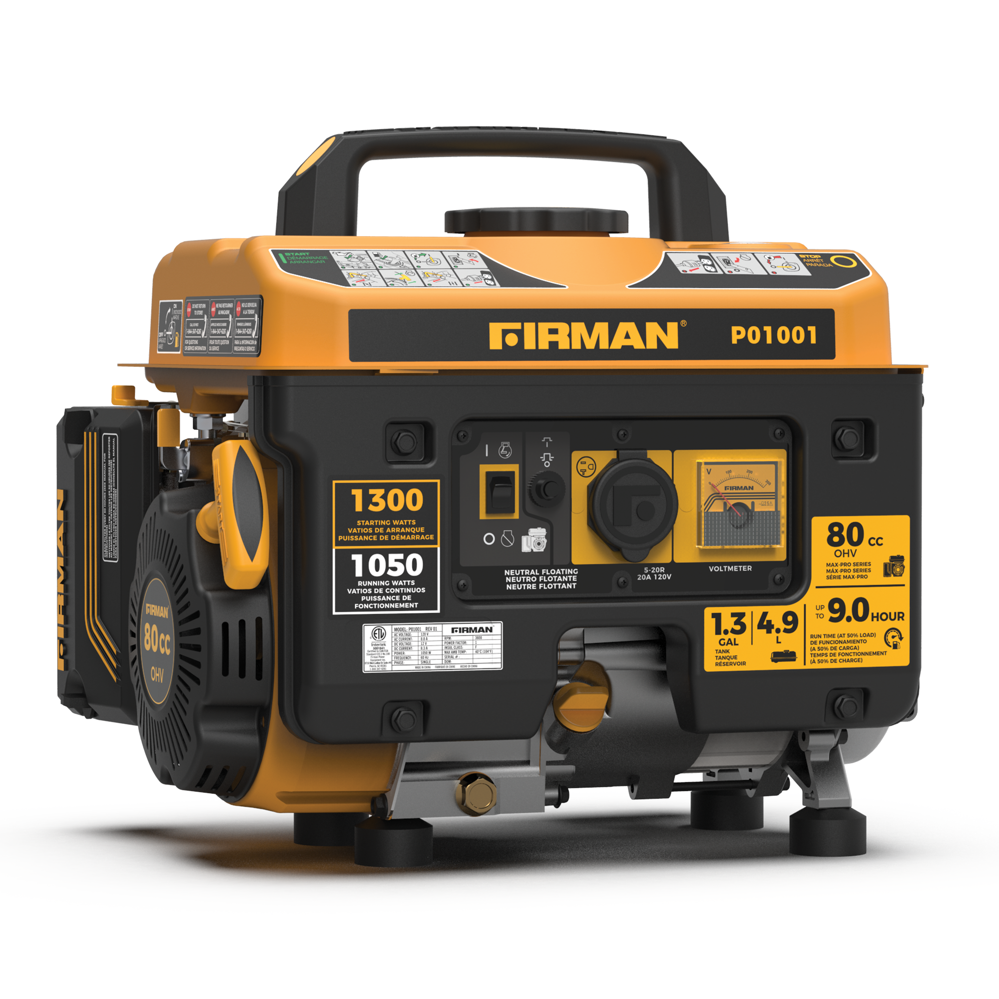 1300W Portable Gas Generator with Recoil Start - Reliable Power for Camping, Emergencies & Outdoor Activities
