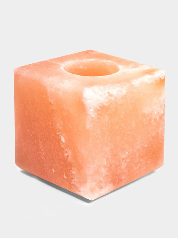 Himalayan Salt Tealight Candle Holder - Square Yoga Studio Decor for Meditation, Relaxation & Home Spa Ambiance