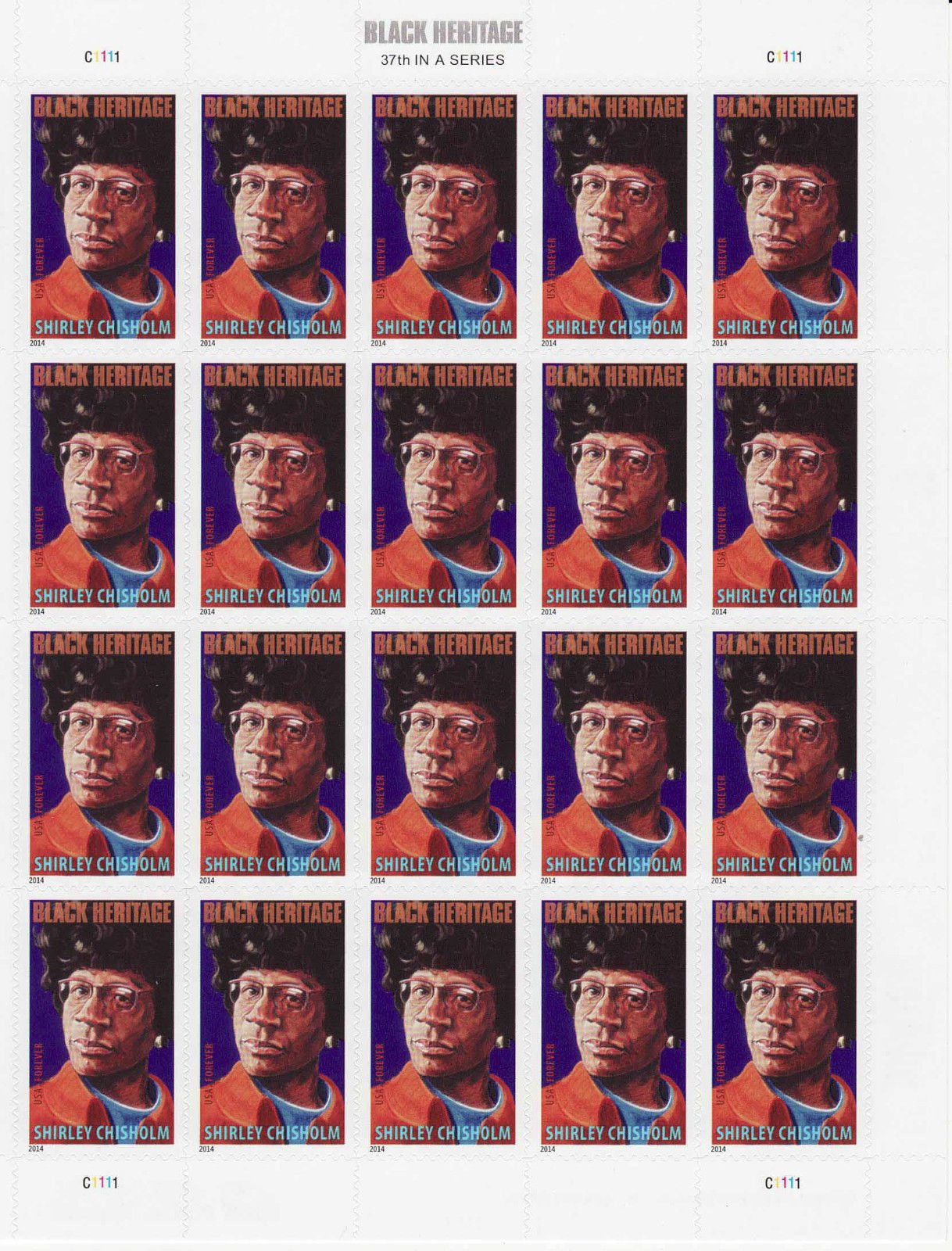 Shirley Chisholm Forever Stamps - Sheet of 20 Collectible Postage Stamps (Scott 4856) | Perfect for Mailing, Collecting & Black History Month Celebrations